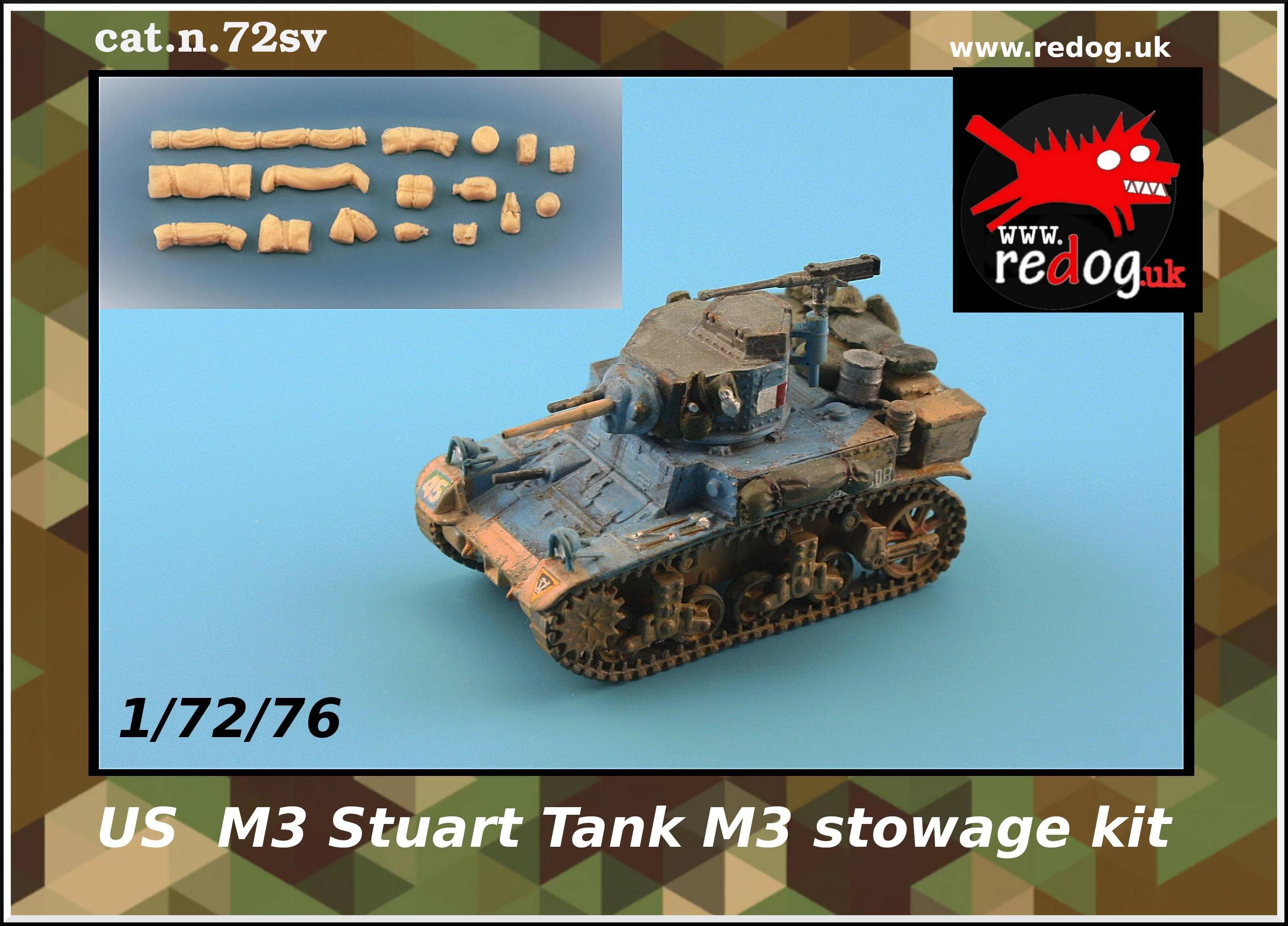 1:72 M3 Stuart Honey Tank  scale  model stowage set - 72v/s