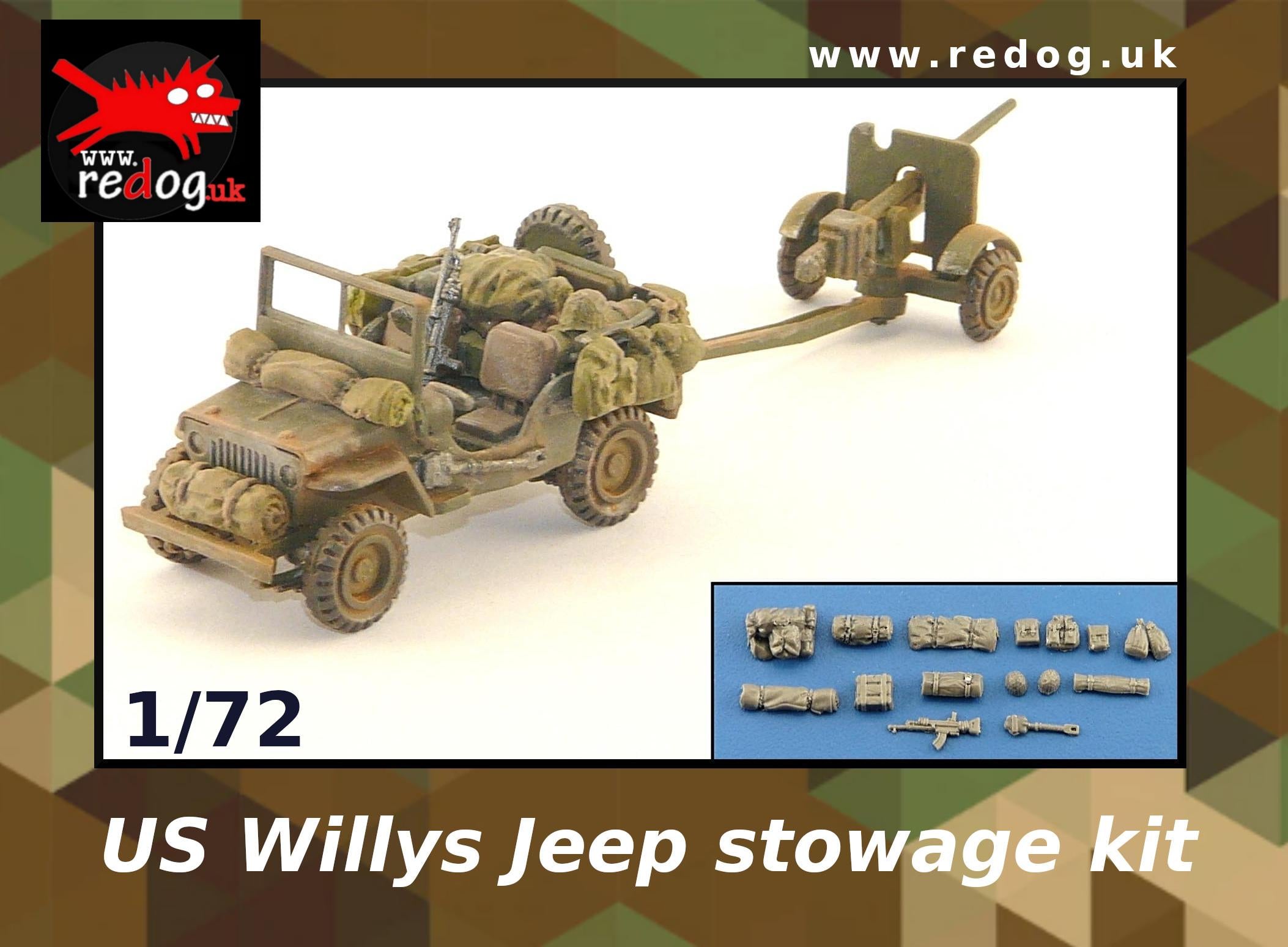 Redog 1/72 Willys Jeep - Military Scale Model Stowage set. - 72willys