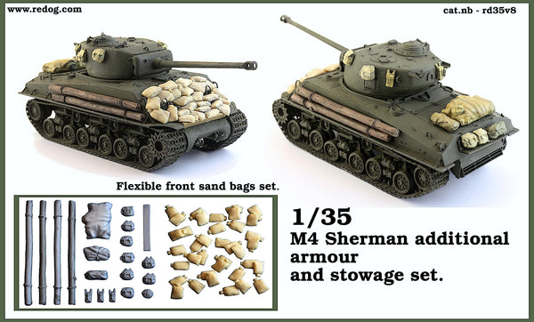 1:35 Sherman Tank Model Kit - Redoguk Resin Stowage & Flexible Sandbag Armor /35sh4