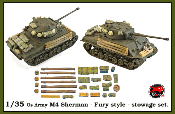 Redog 1/35 Scale M4 Sherman Tank Stowage Kit (Unassembled / Unpainted Resin) – 35v5-sh5