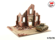 1/72 Scale Model Display Base Diorama Ruined Large Church - redoguk