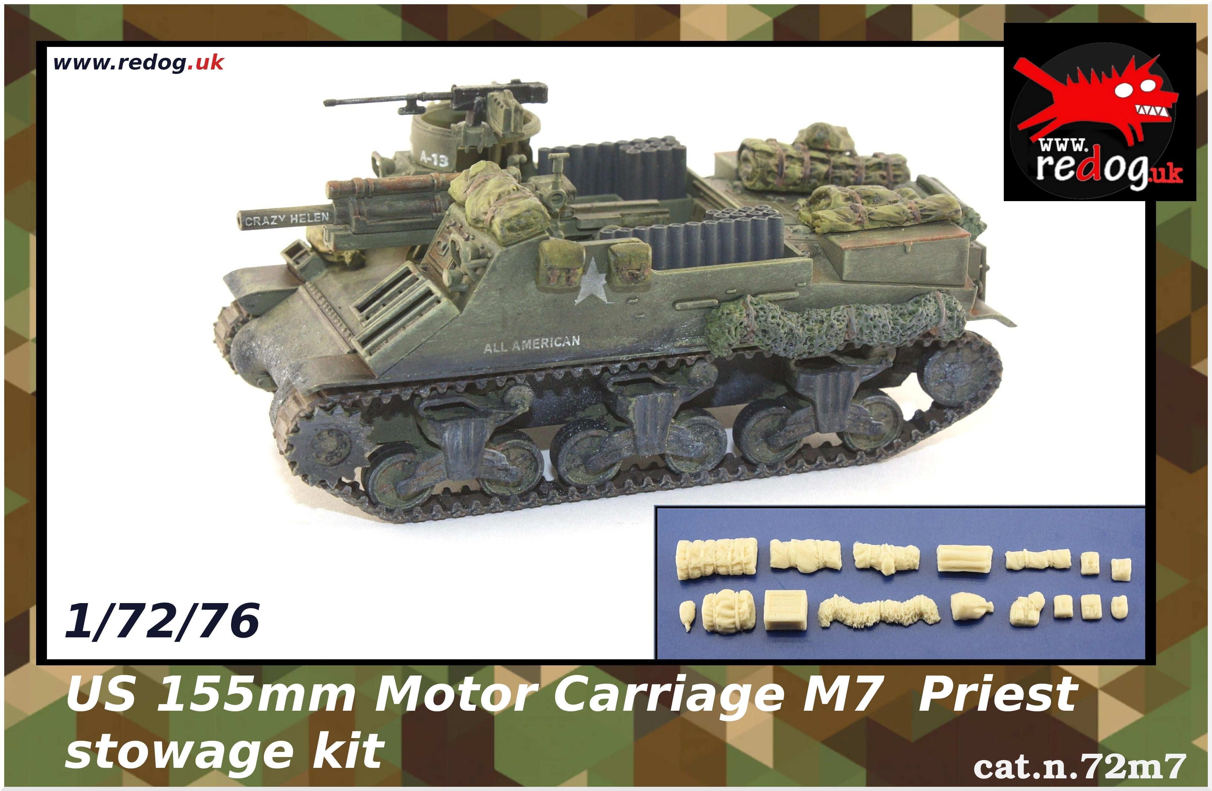 1/72 M7 Priest US Howitzer  Scale Model Stowage set / 72m7