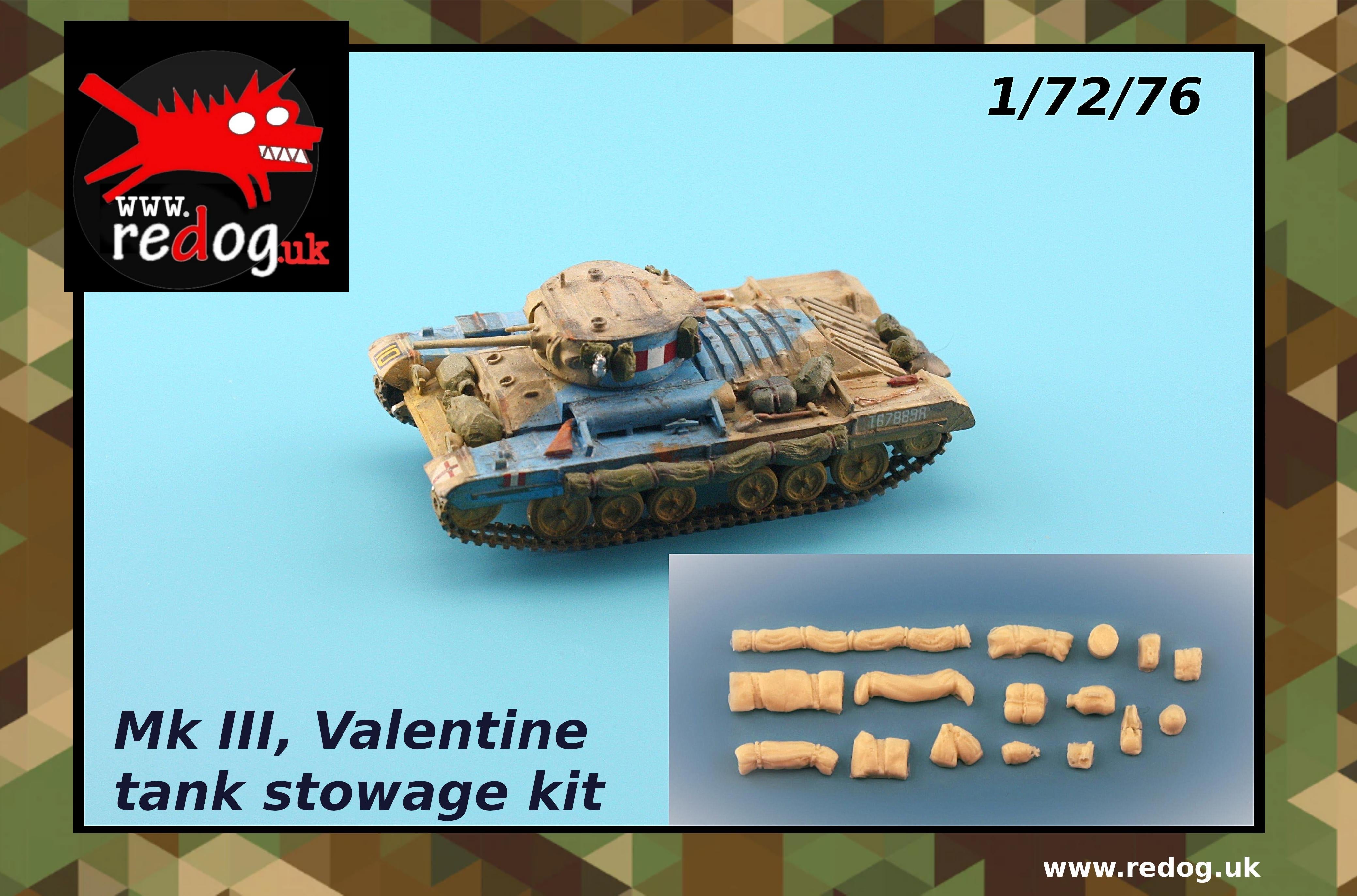 1:72 Valentine Mk II Tank  Scale Model Stowage Kit