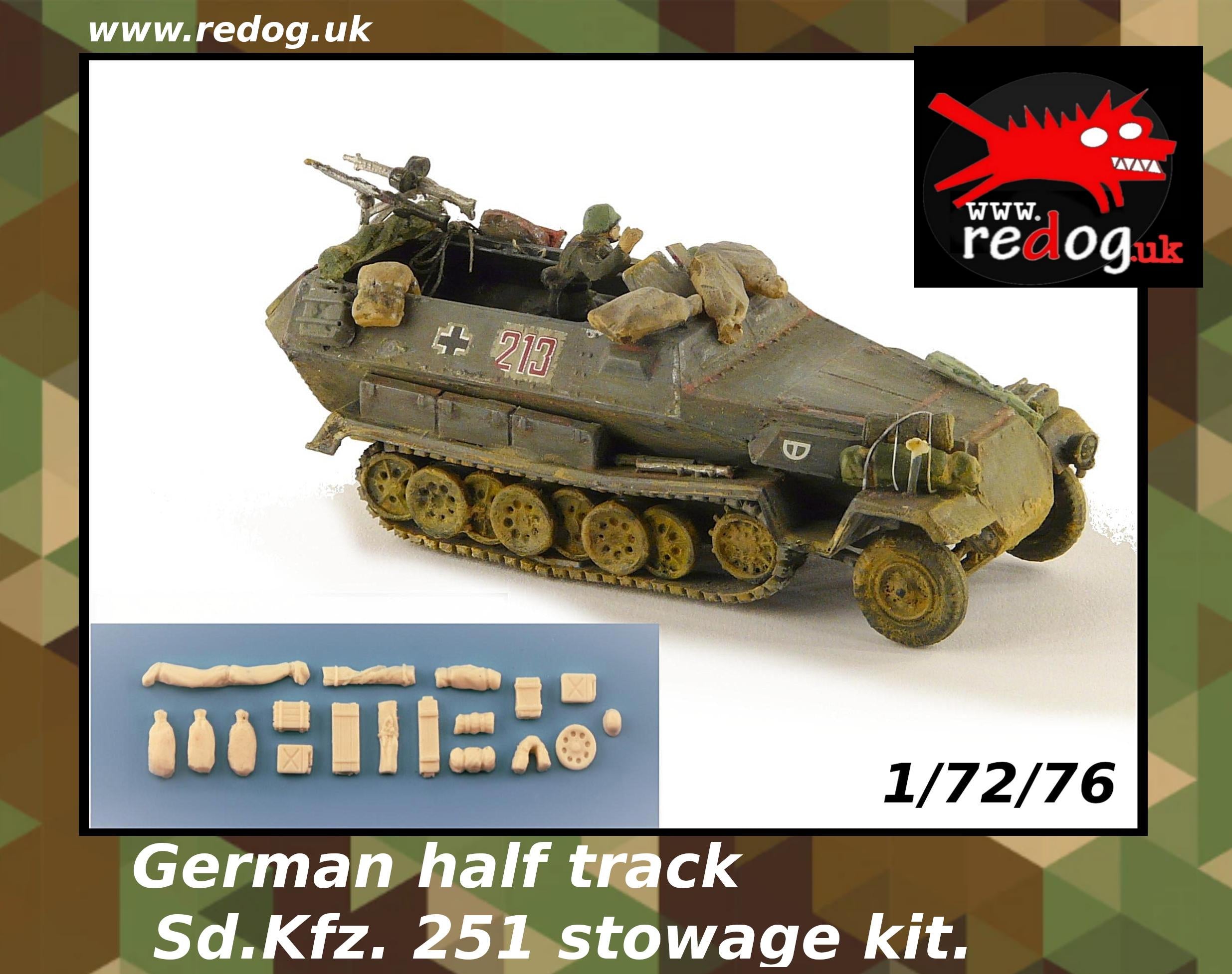 1:72 or 1:76 Sd.Kfz.251 Hanomag Tank Military Scale Model Stowage Kit Accessories