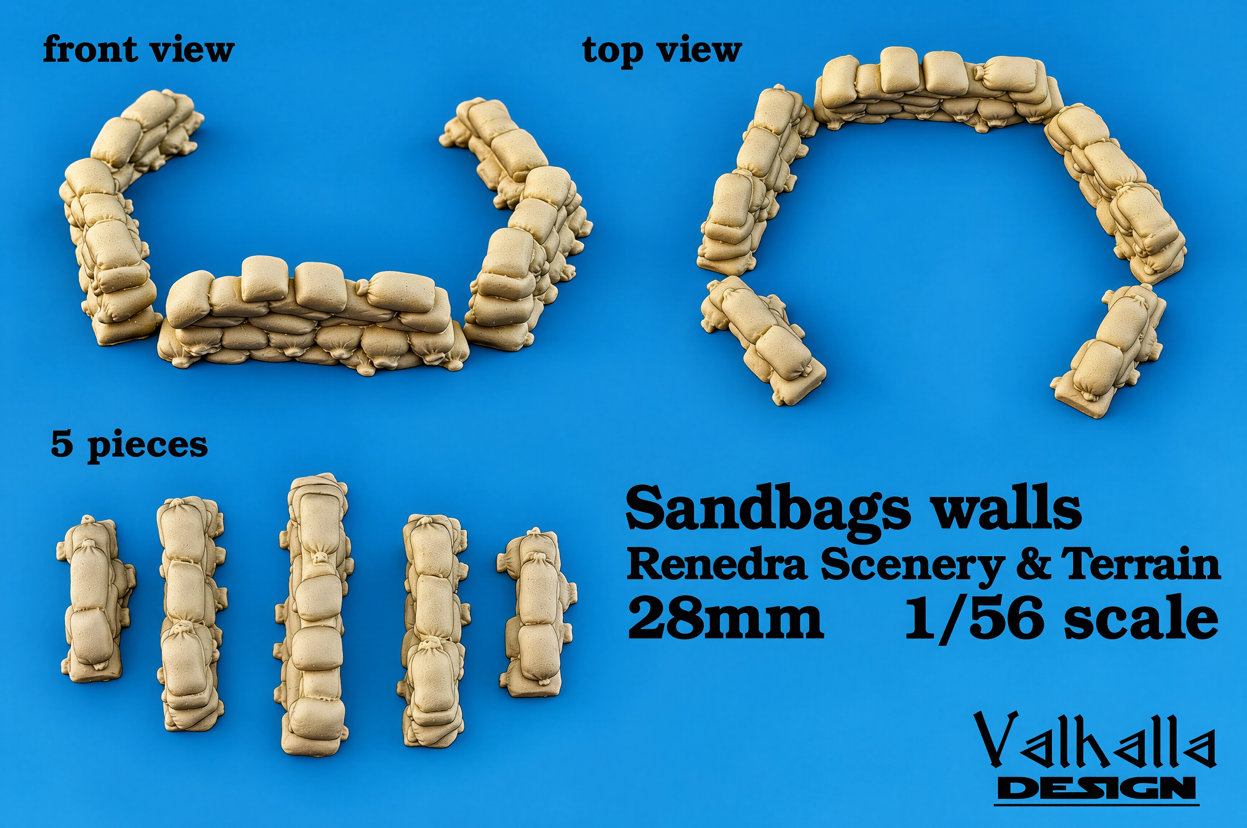 28mm sand bags walls / field fortifications - large