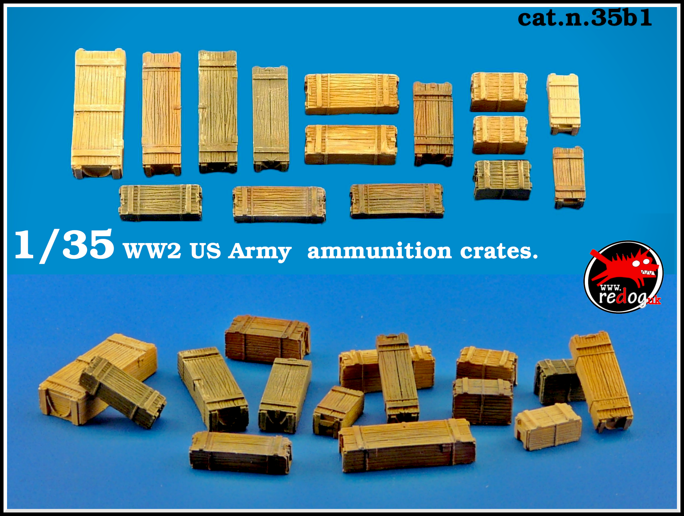 1/35 WWII US Army Wooden Boxes - scale models/diorama accessories /35B1