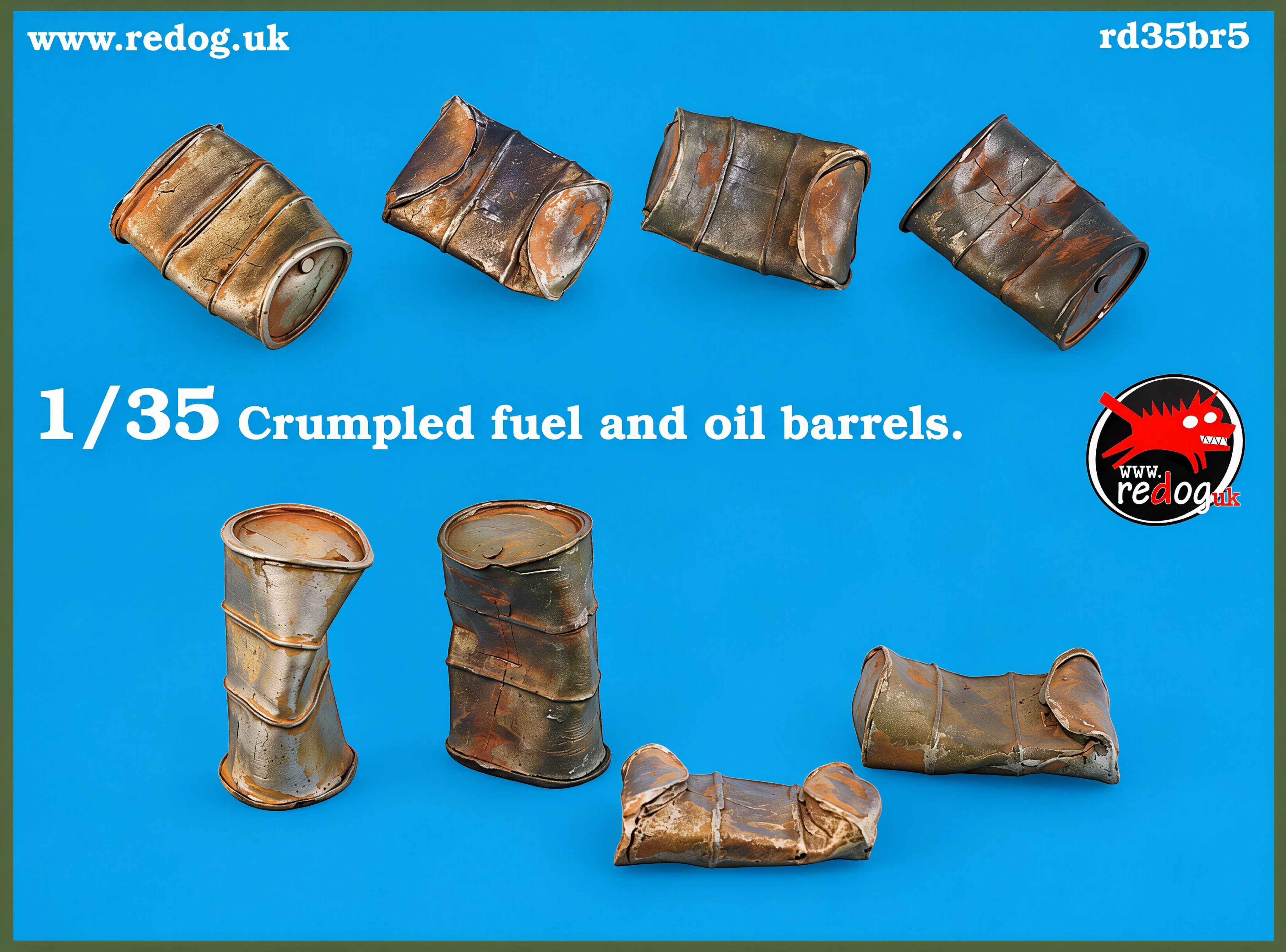1:35 Redog -  Damaged Oil barrels - Scale Models  / Diorama Accessories 35BR5