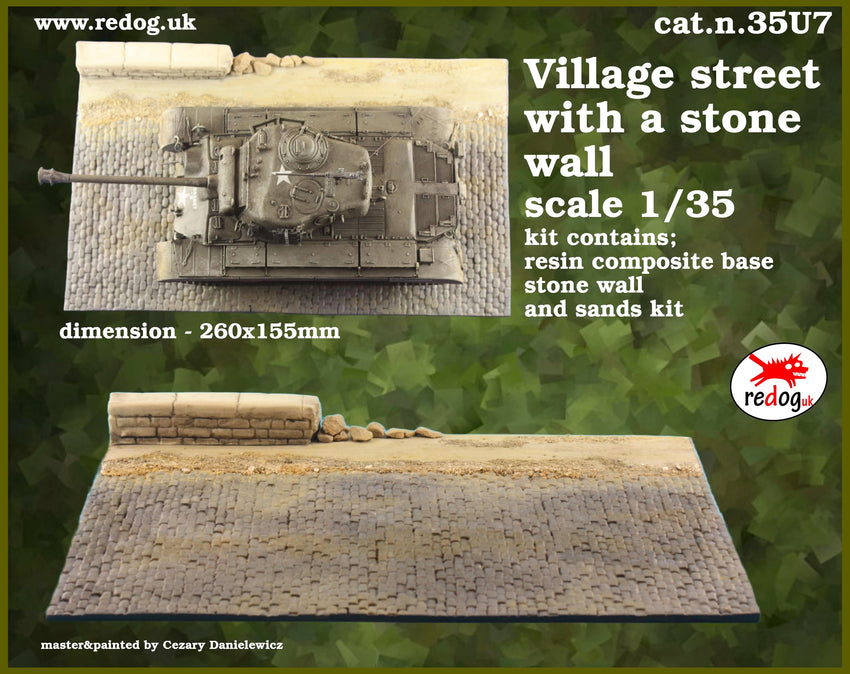 Redog 1/35 Display base  for vehicle / tank model kit - road with wall /U7