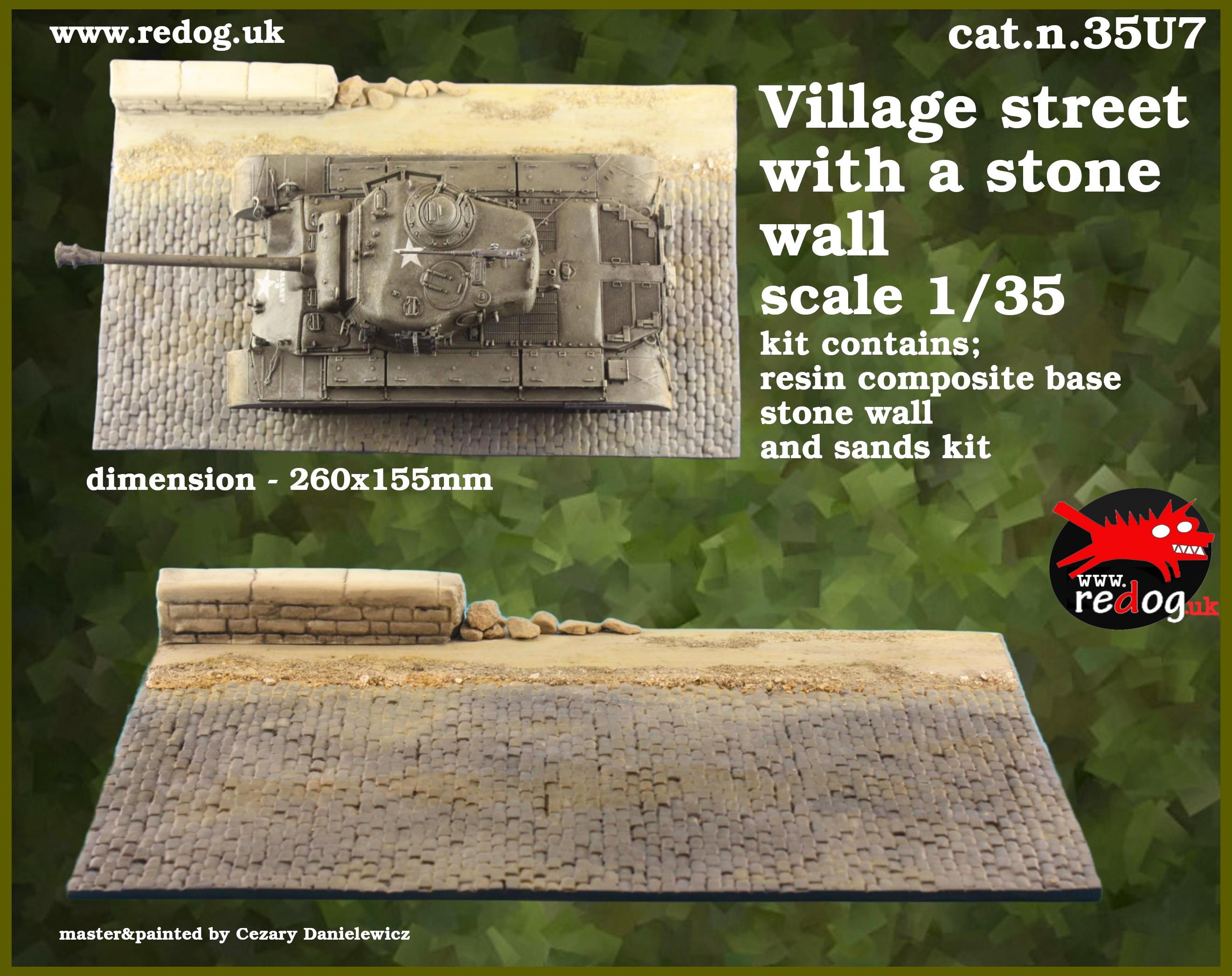 Redog 1/35 Display base  for vehicle  model kit - road with wall  /u7
