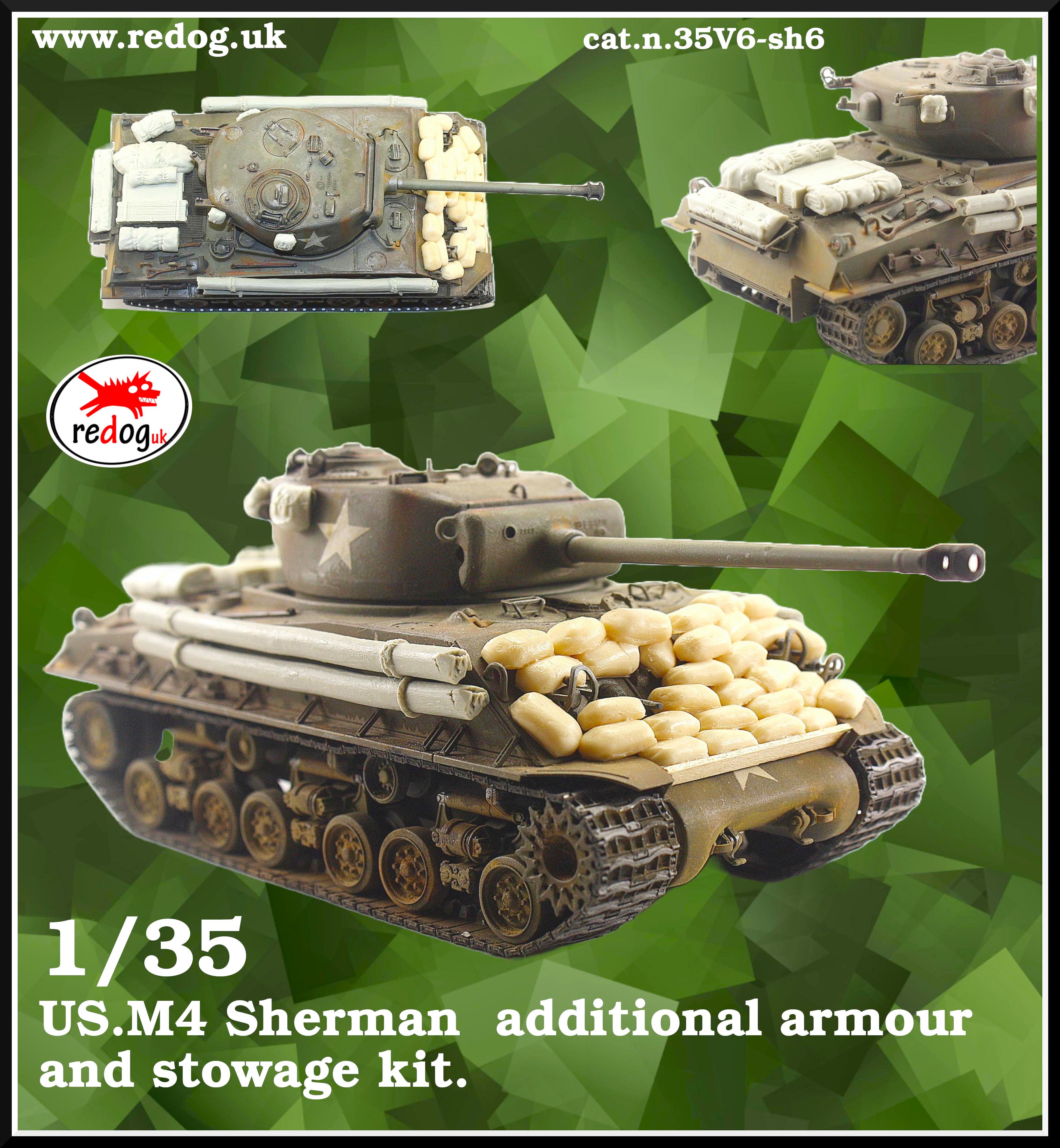 1:35 M4 Sherman Tank Model - Stowage and flexible sand bags armor /35SH6