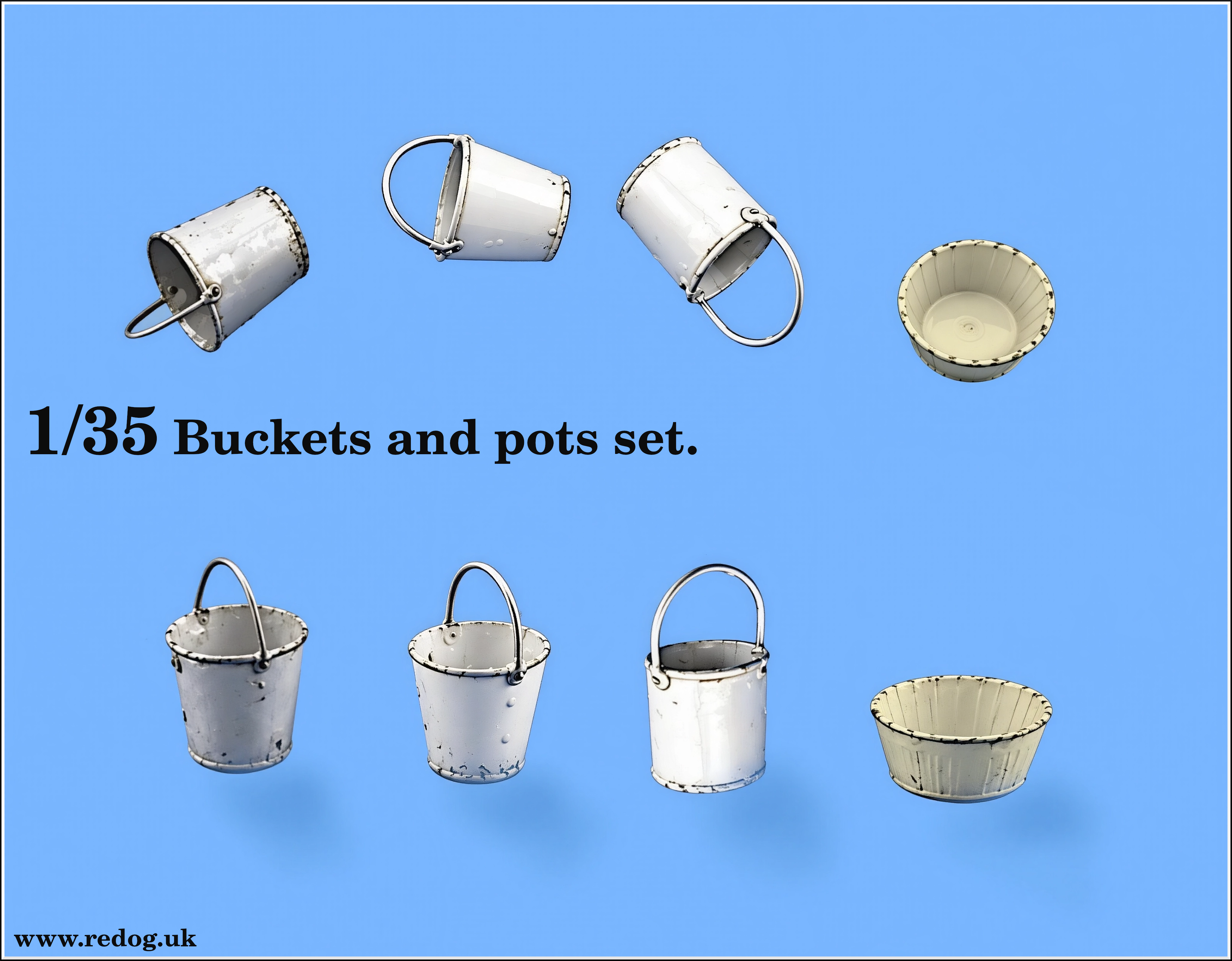 1/35 - Buckets and pots for Scale Model kits /BK1