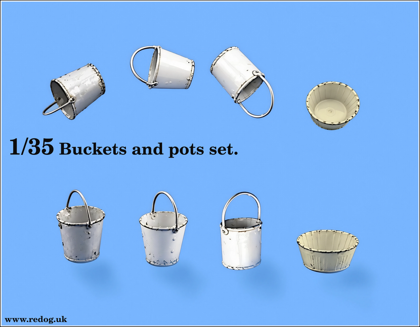 1/35 - Buckets and pots for Scale Model kits /BK1