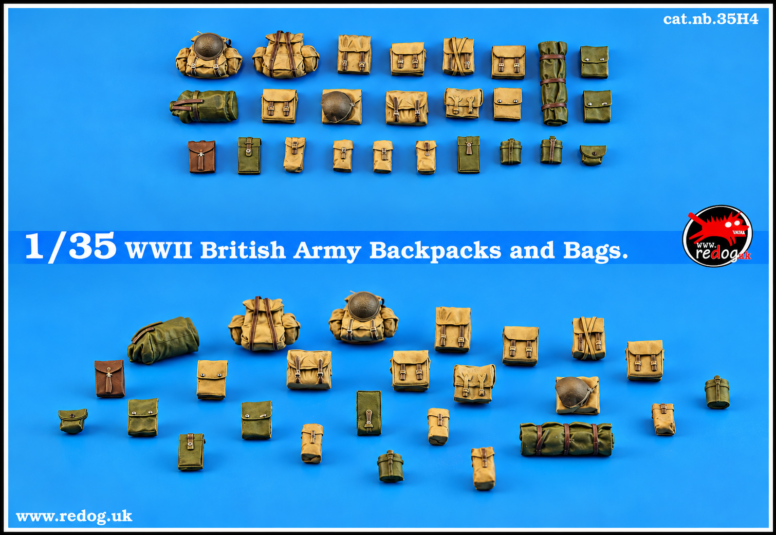 1:35 Redog -  WWII British army backpacks and military bags set /35H4