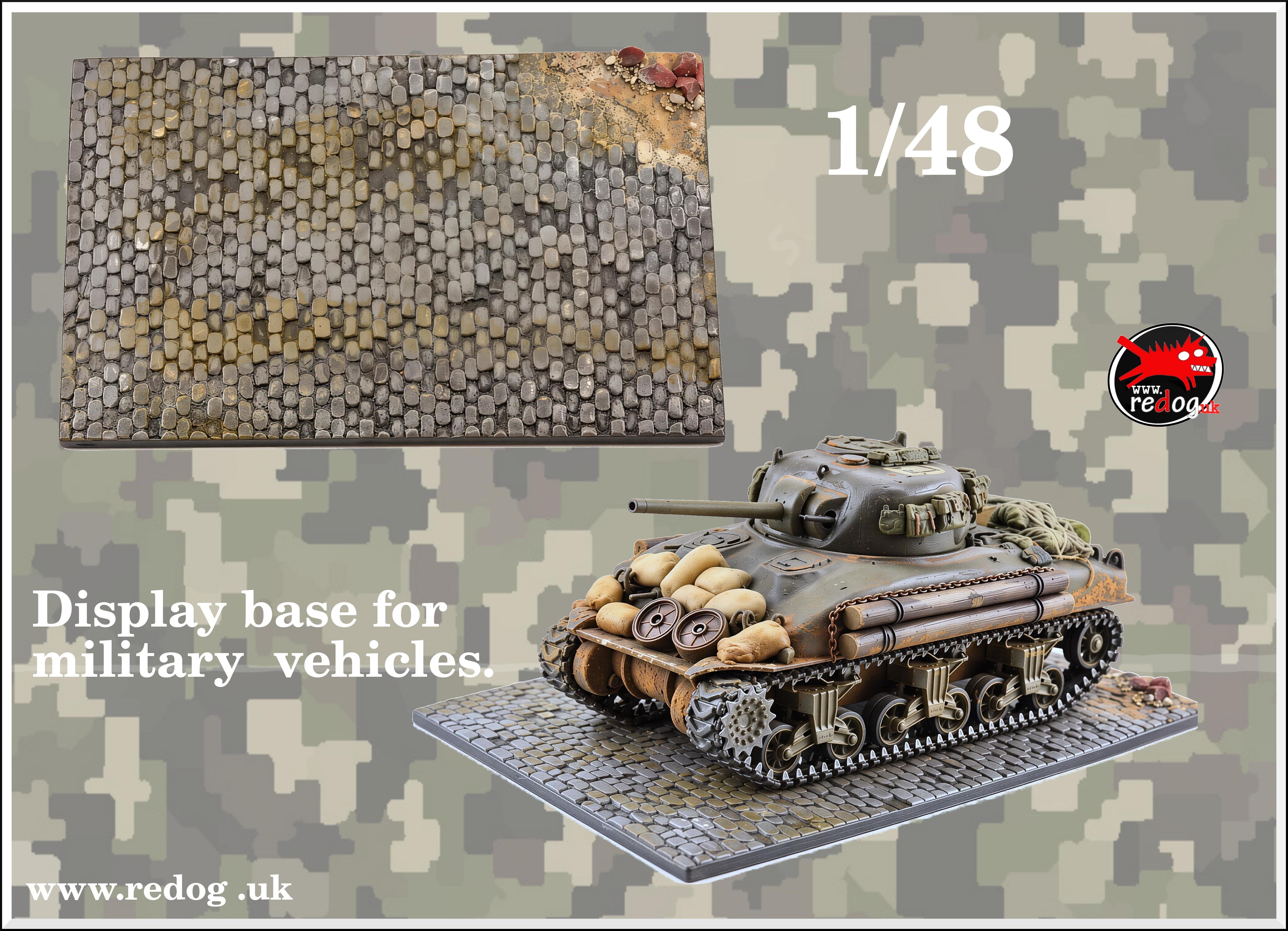 1:48 Redog - Scale Model Display Base - Cobblestone Street /48DB