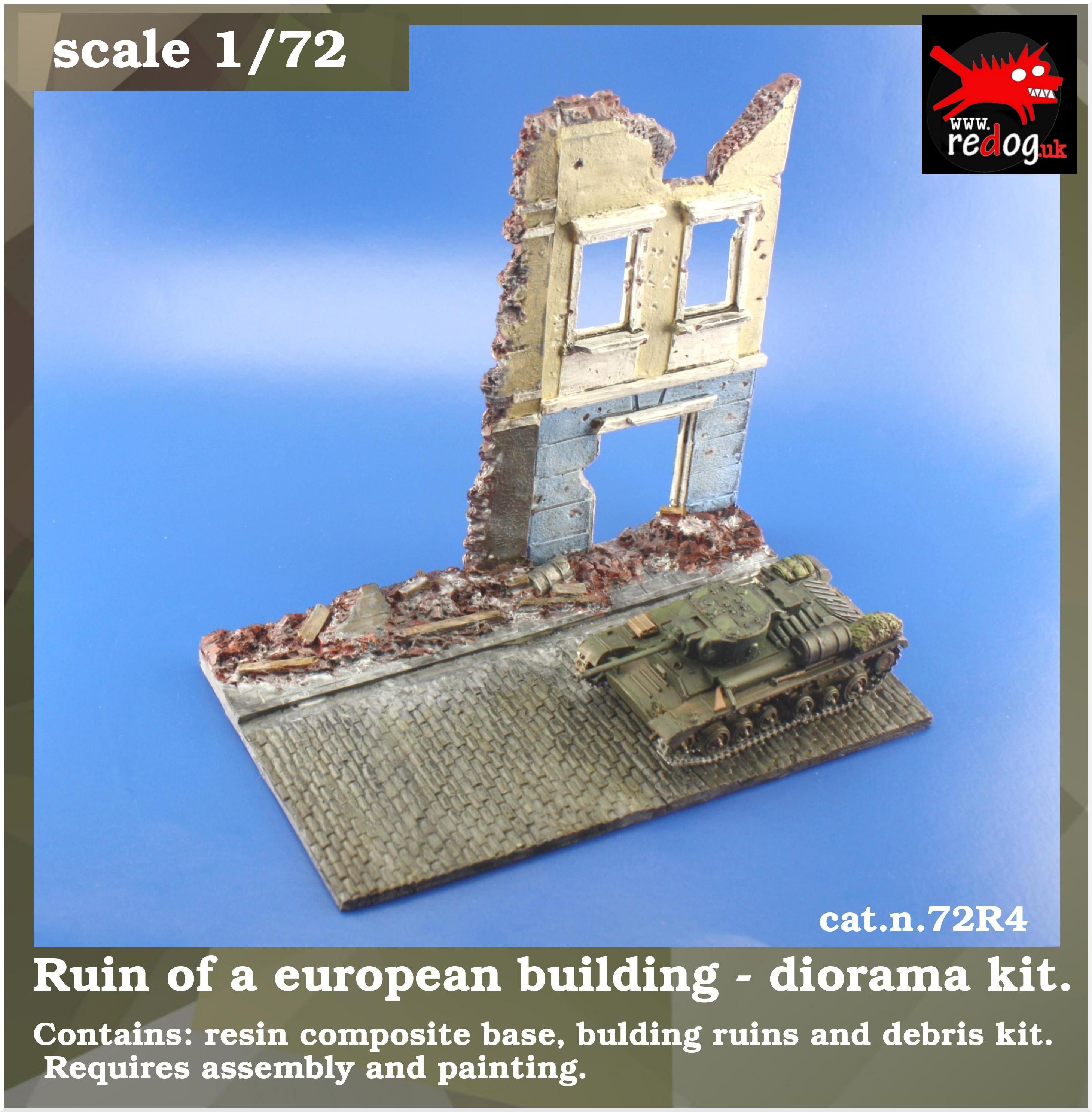1/72 Model Display Base Diorama Ruined Building - r