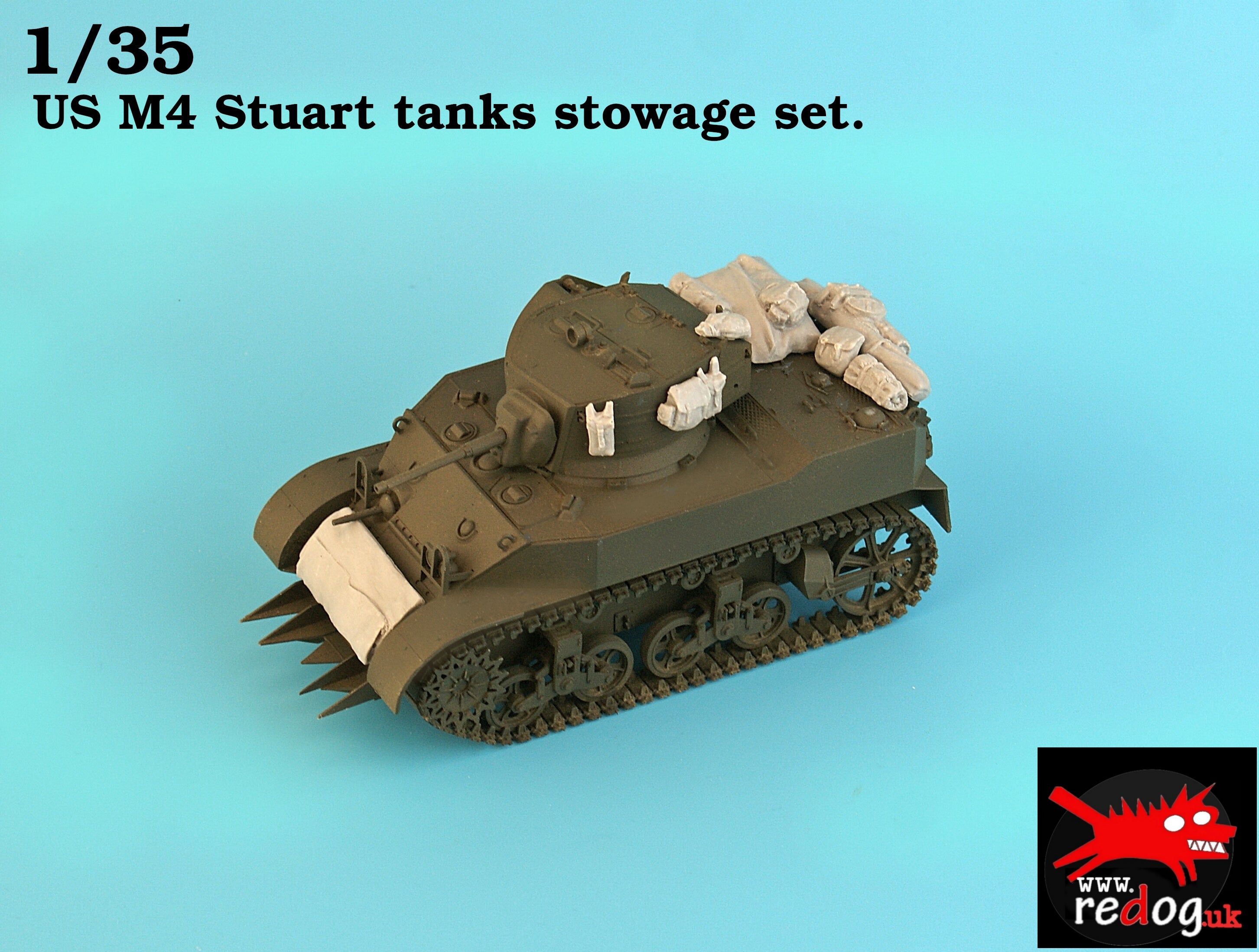 1/35 Redog US M3 Stuart tank stowage set.