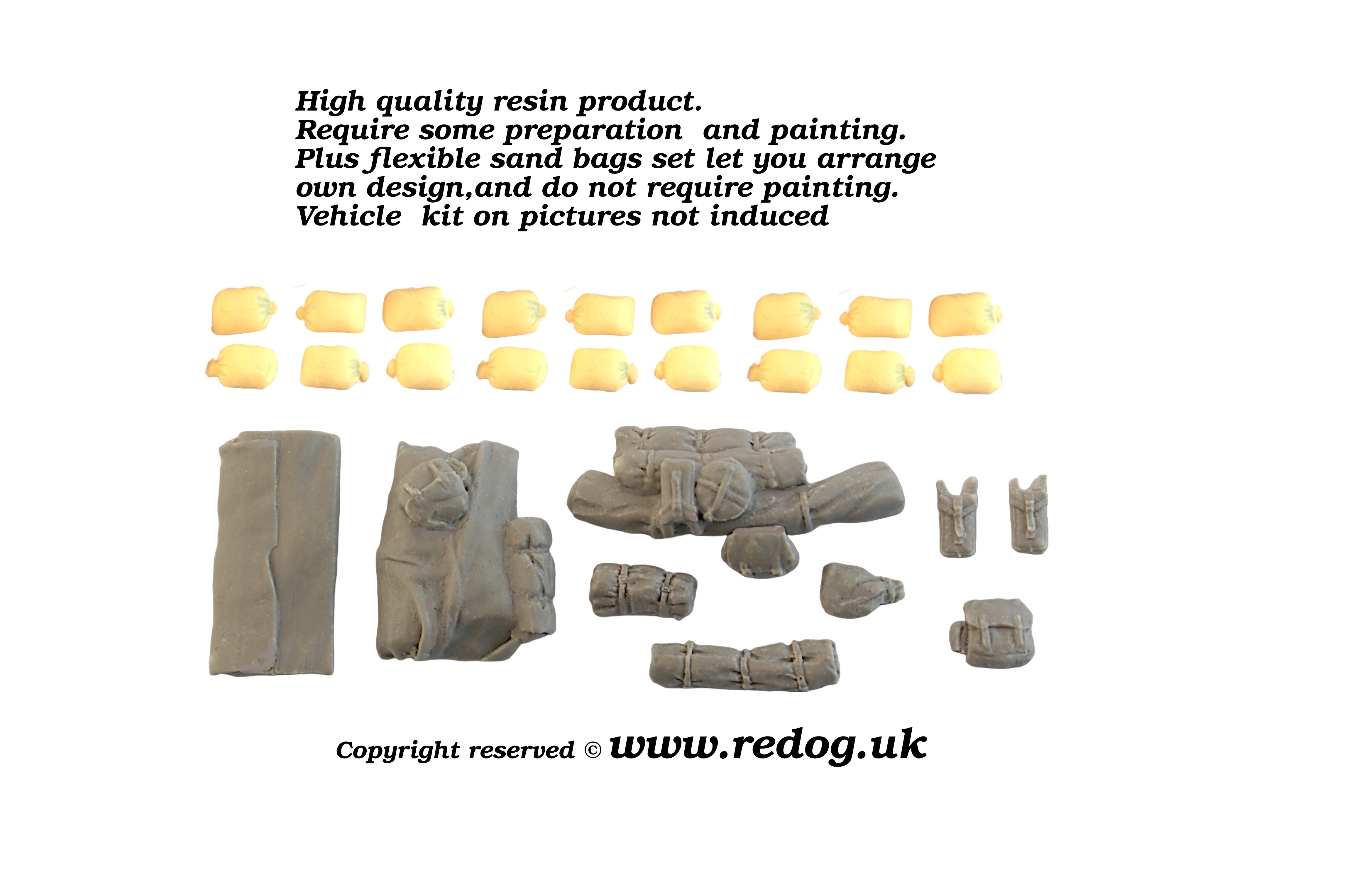1/35 Redog - M3 Stuart tank stowage and sand bags armour set.