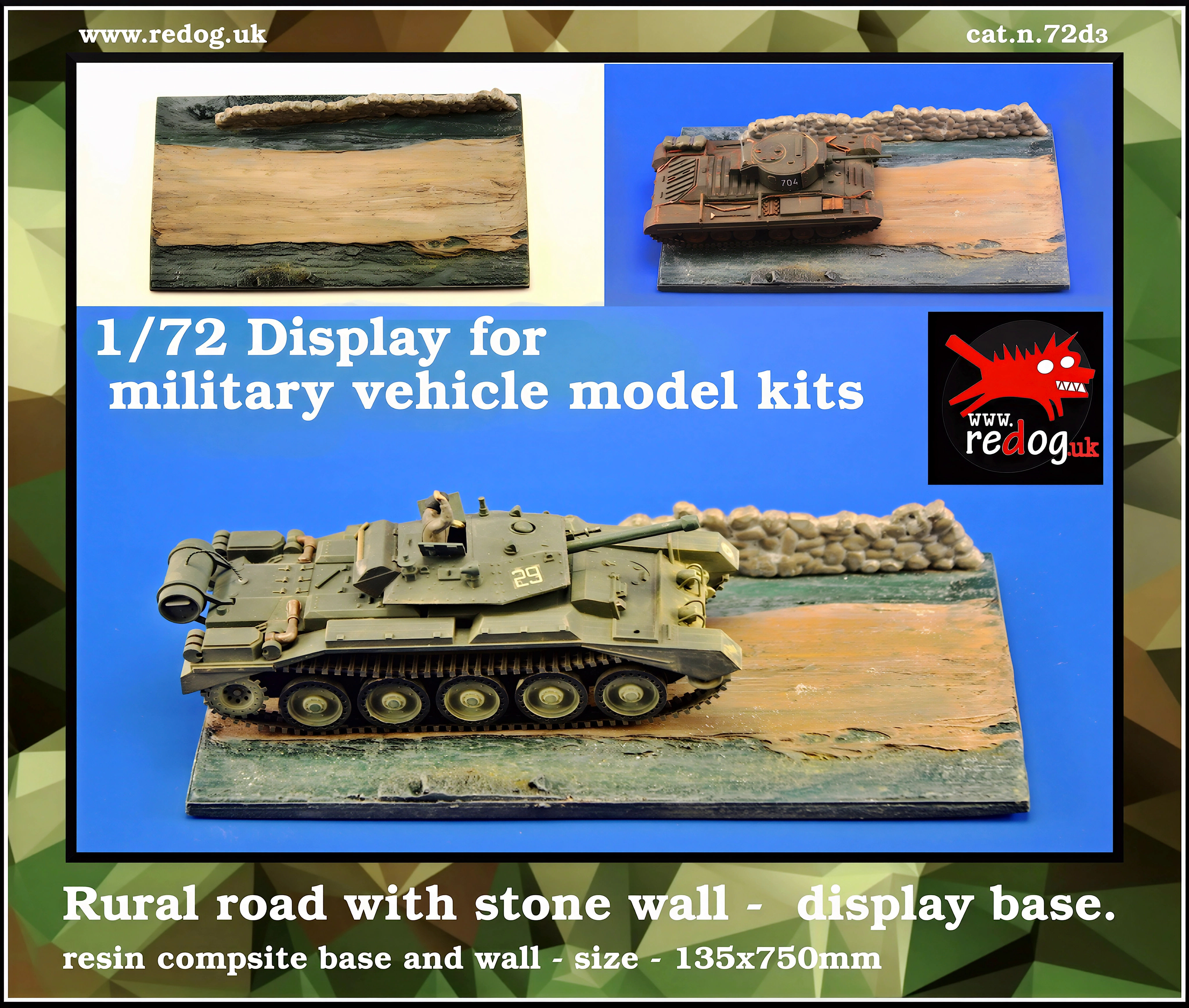 1:72 Redog -  Display Base for  Scale Model Tanks & Vehicles /D3