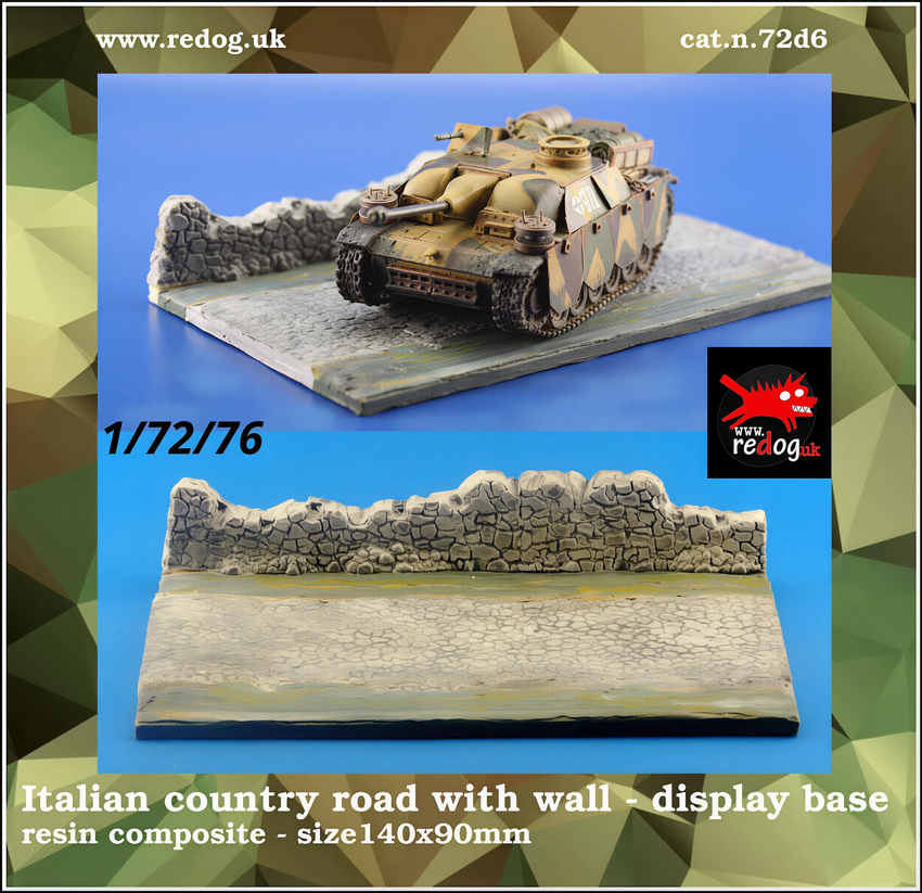 1:72 Redog -  Stone Road & Wall Diorama Display Base For Military Scale Model Vehicles d6