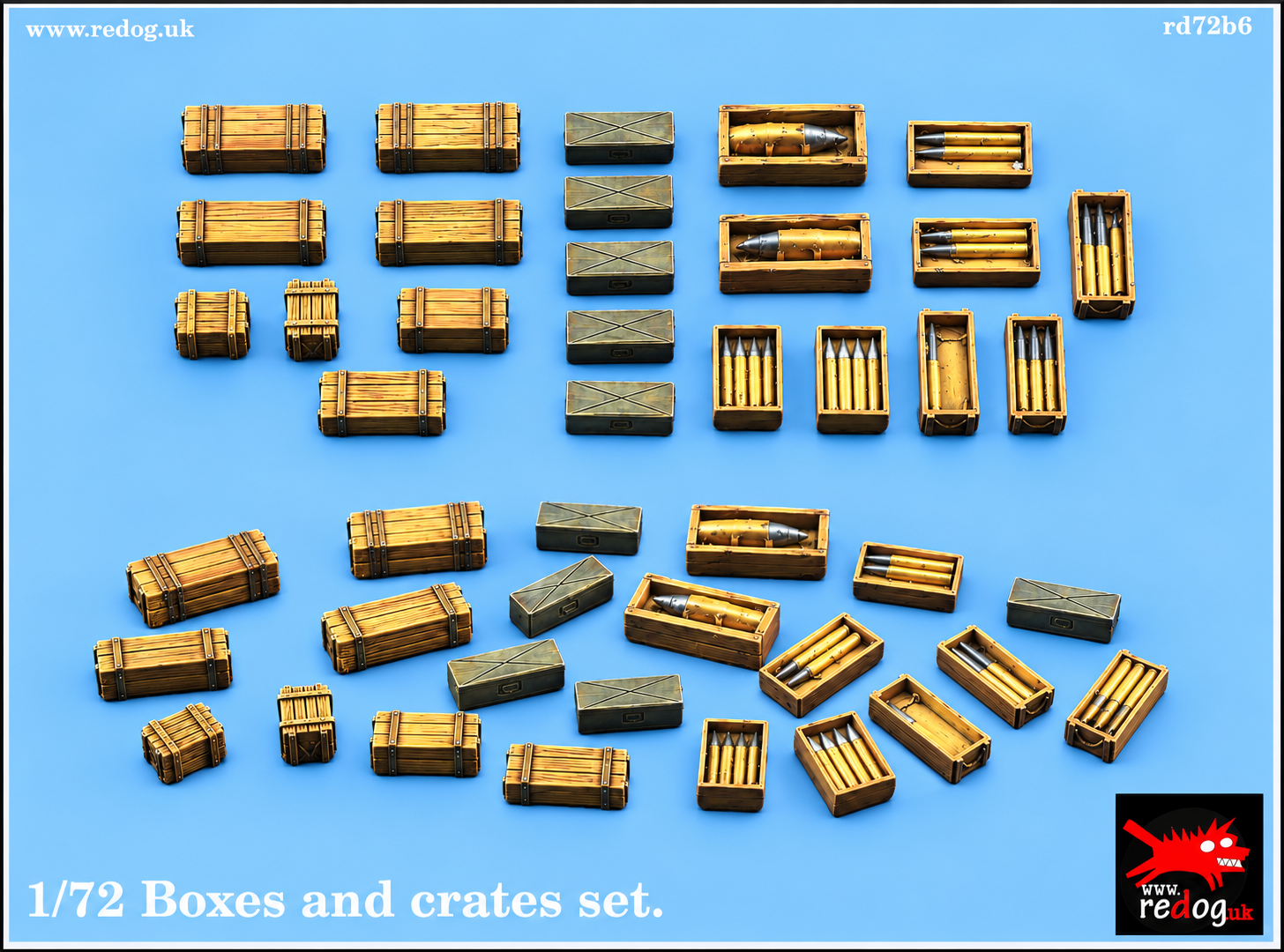 Redog 1:72 Crates and Boxes set  Scale Modelling   / Accessories
