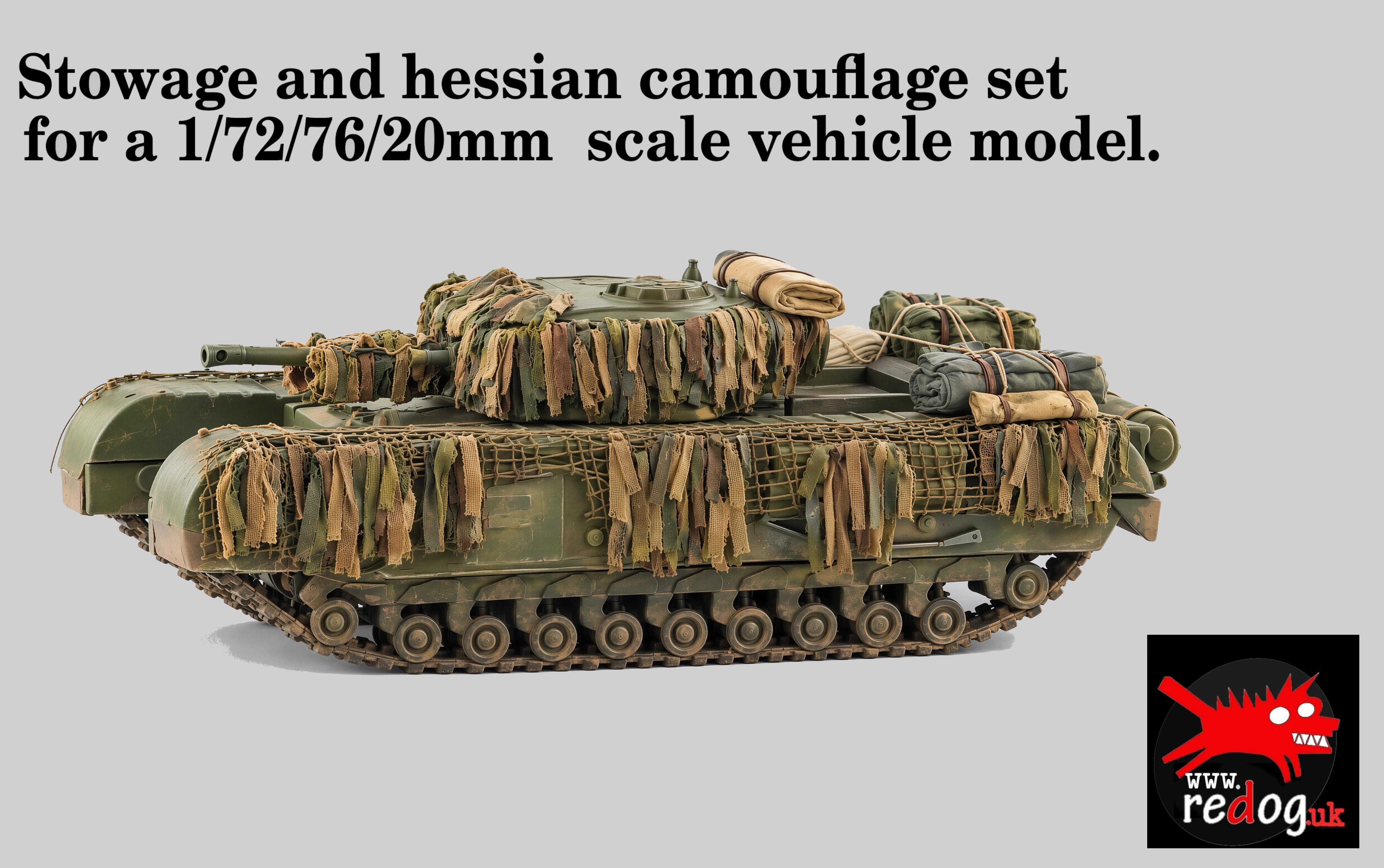 Redog 1:72 Churchill Tank Flexible Hessian Camouflage  and Stowage Kit
