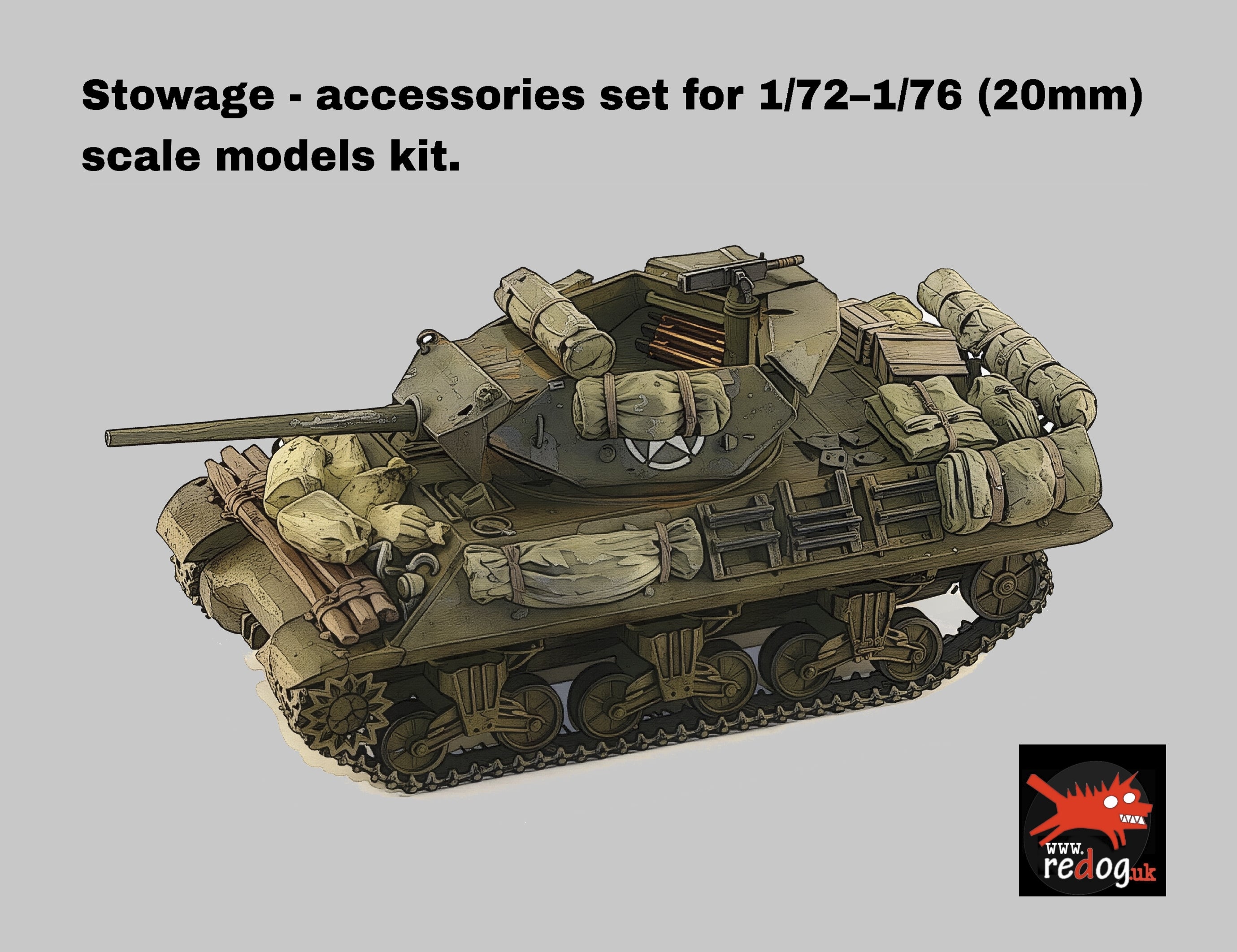 Redog 1:72 M10  - US Tank Destroyer Military Scale Modelling Stowage Diorama Accessorises