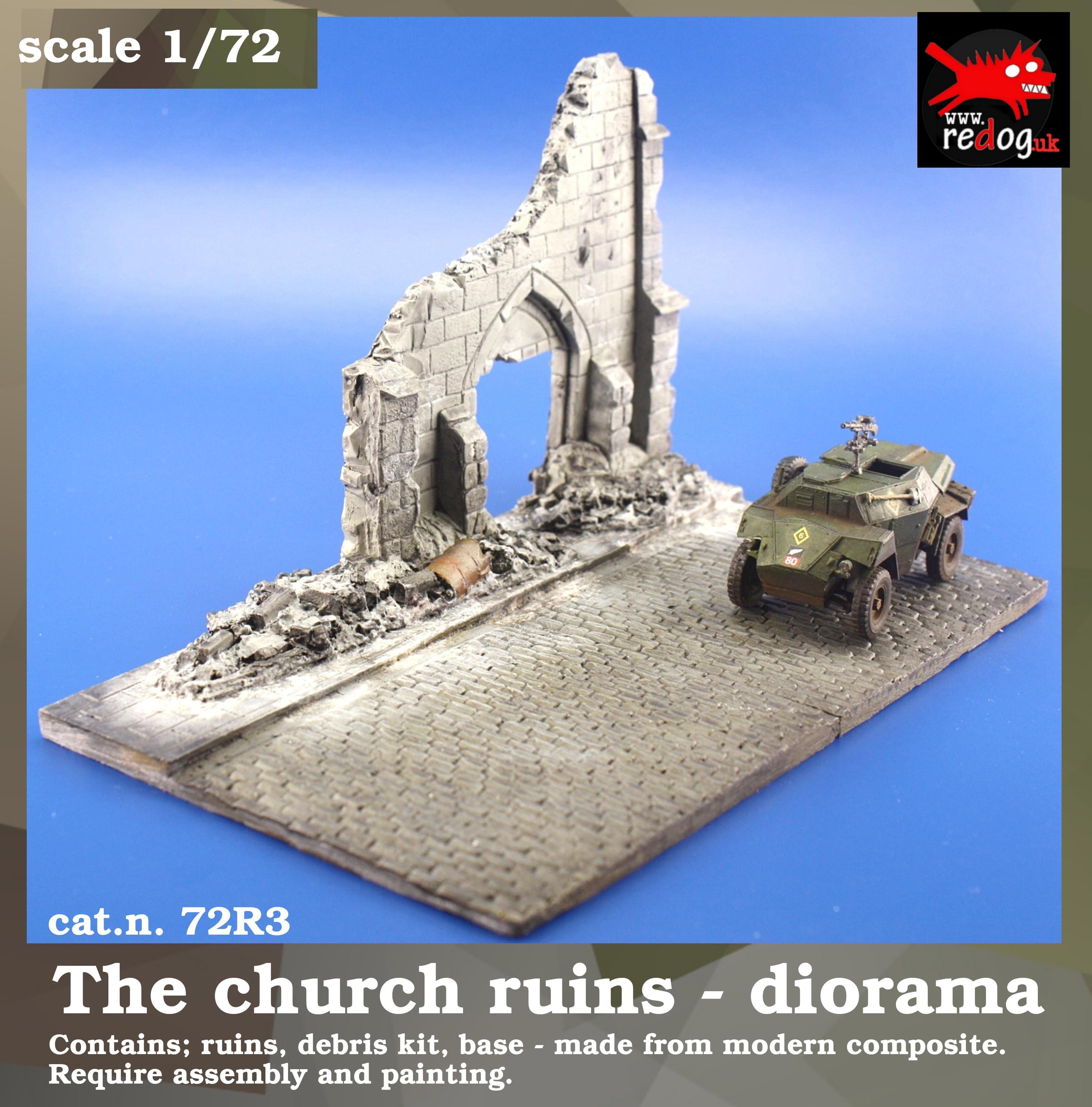 1:72Redog -  Ruined Church  Scale Model  Diorama - r3