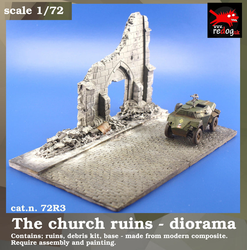 1:72Redog -  Ruined Church  Scale Model  Diorama - r3