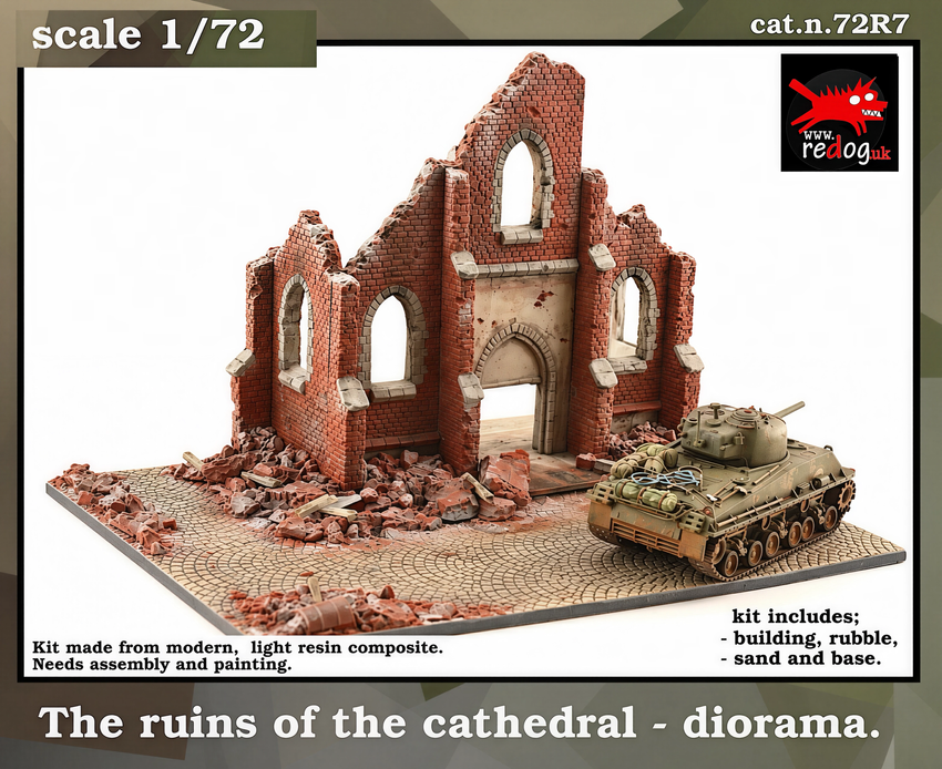 1:72 Redog - Scale Model Display Base / Diorama -  Ruined   cathedral - r7