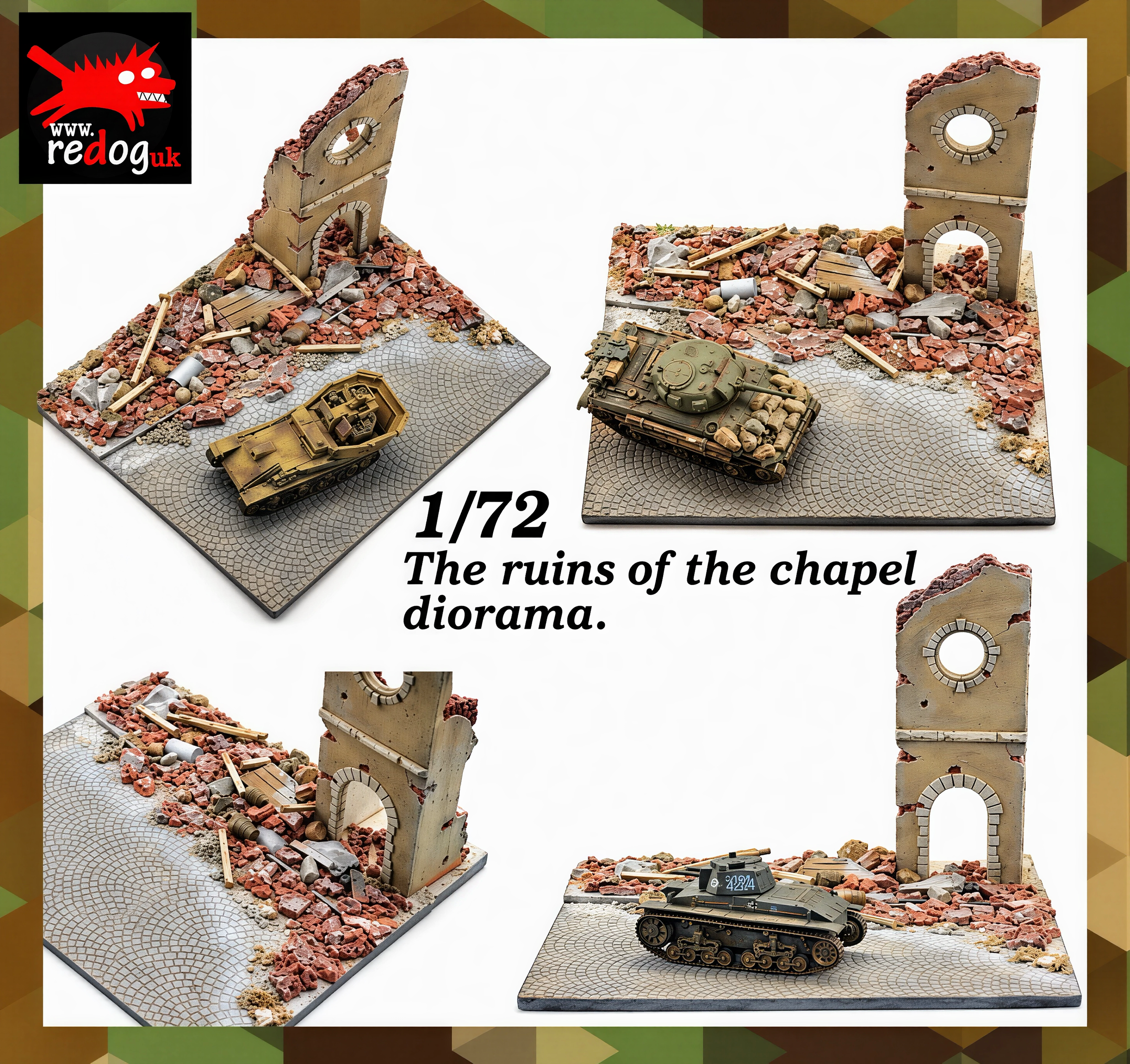 1:72 Redog - Diorama  for Scale Models - The ruins of chapel - r8