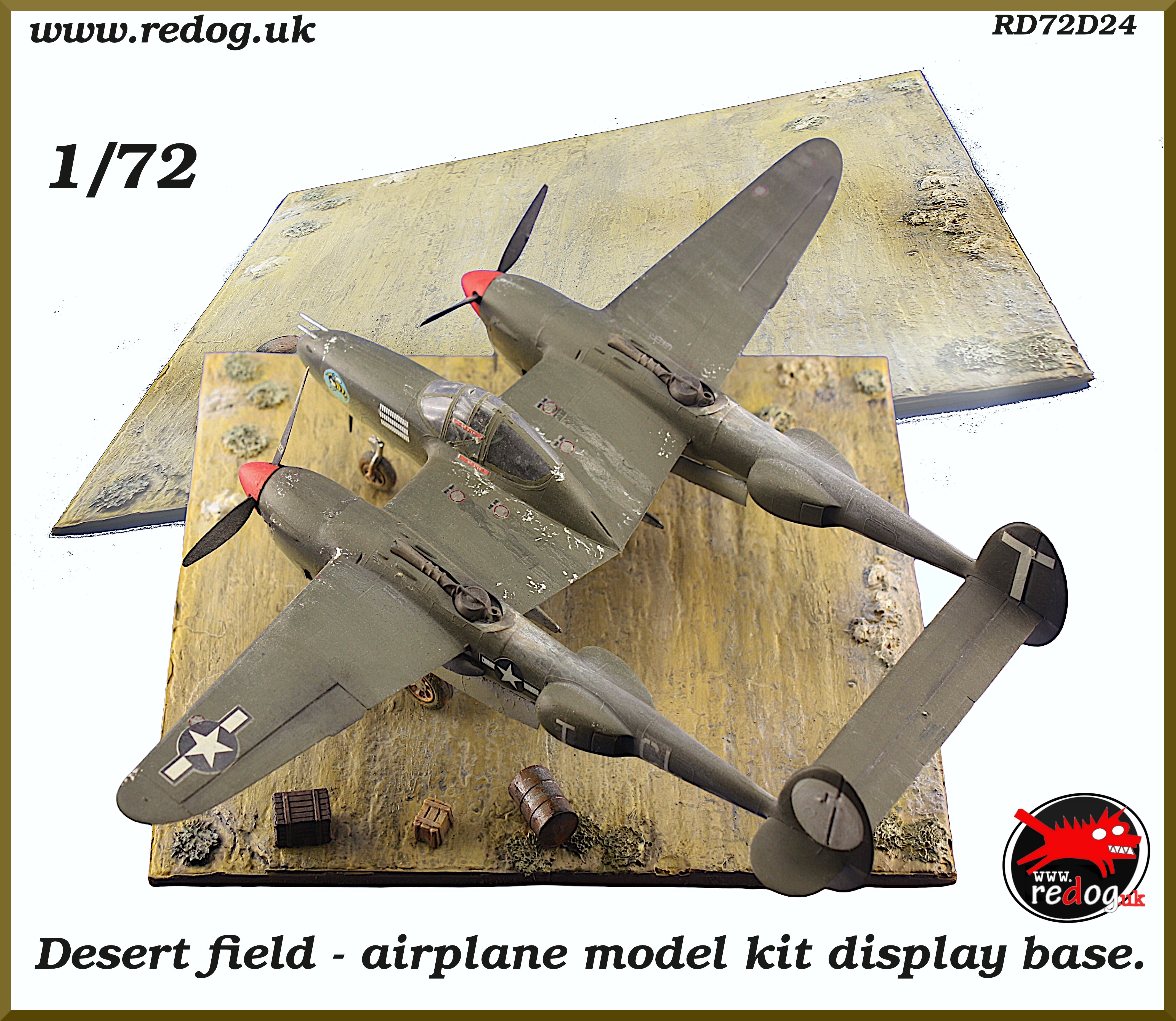 1:72  Redog Airplane model kit dispaly base - Desert field - d24