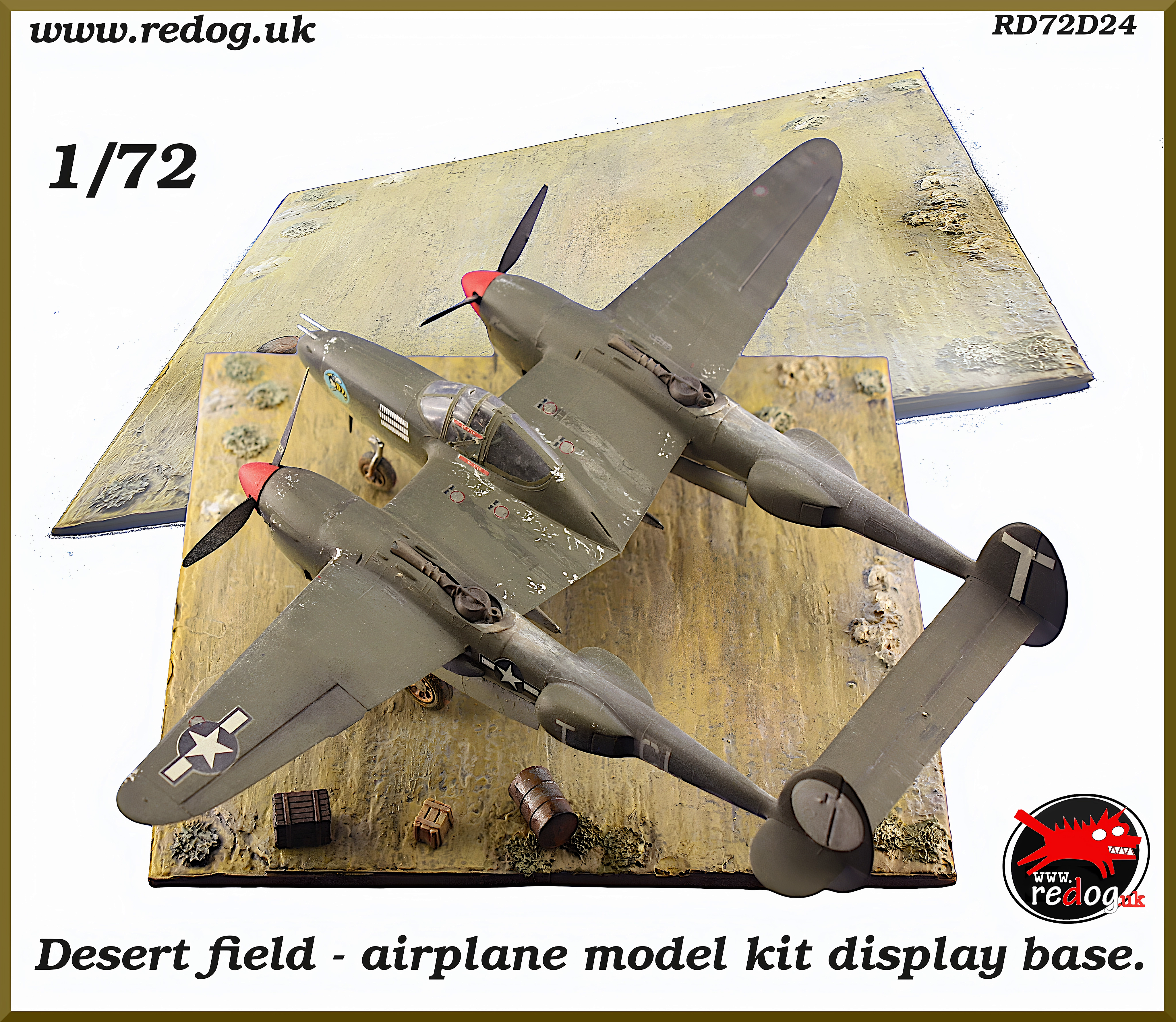 1:72  Redog Airplane model kit dispaly base - Desert field - d24