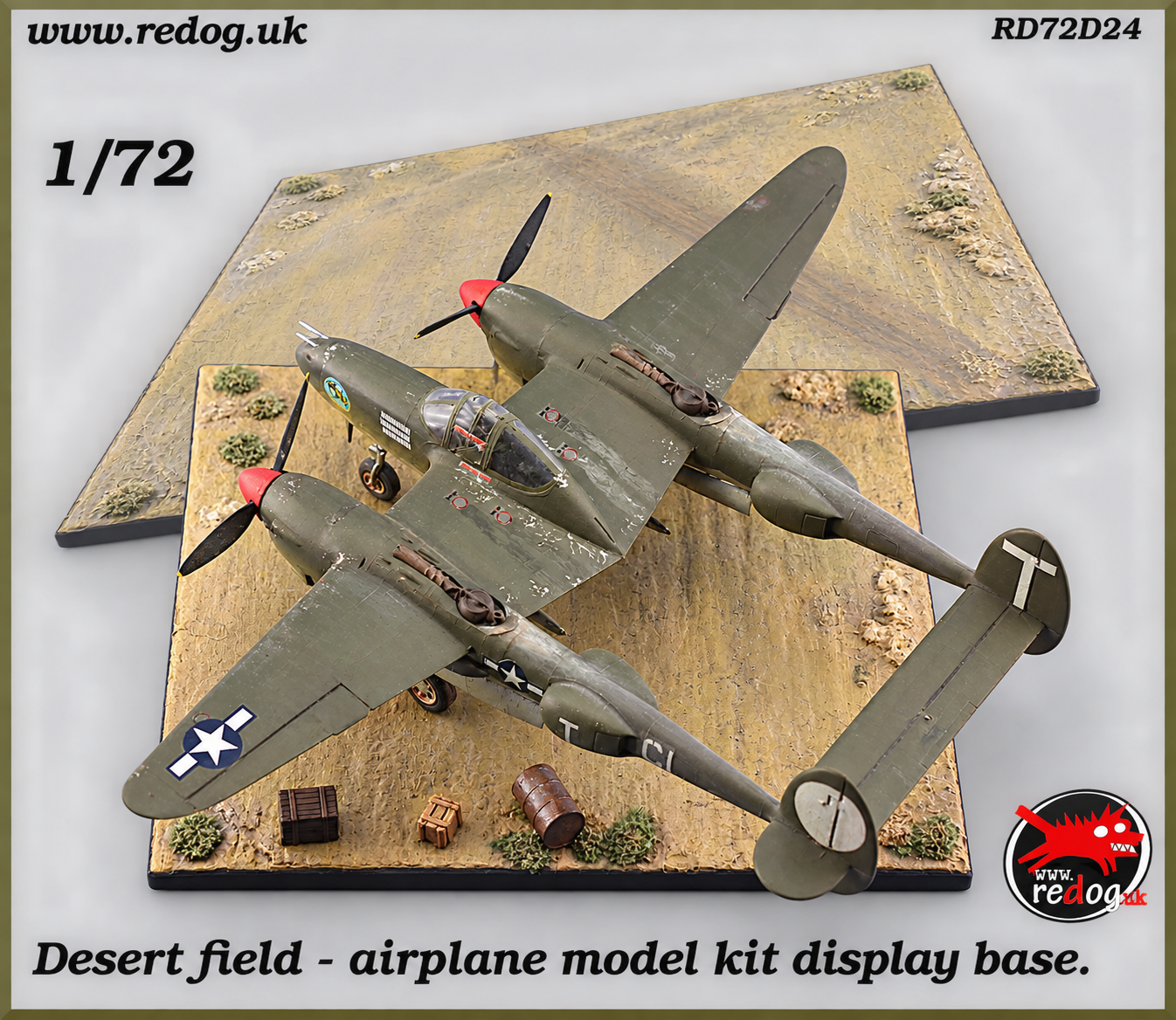 1:72  Redog Airplane model kit dispaly base - Desert field - d24