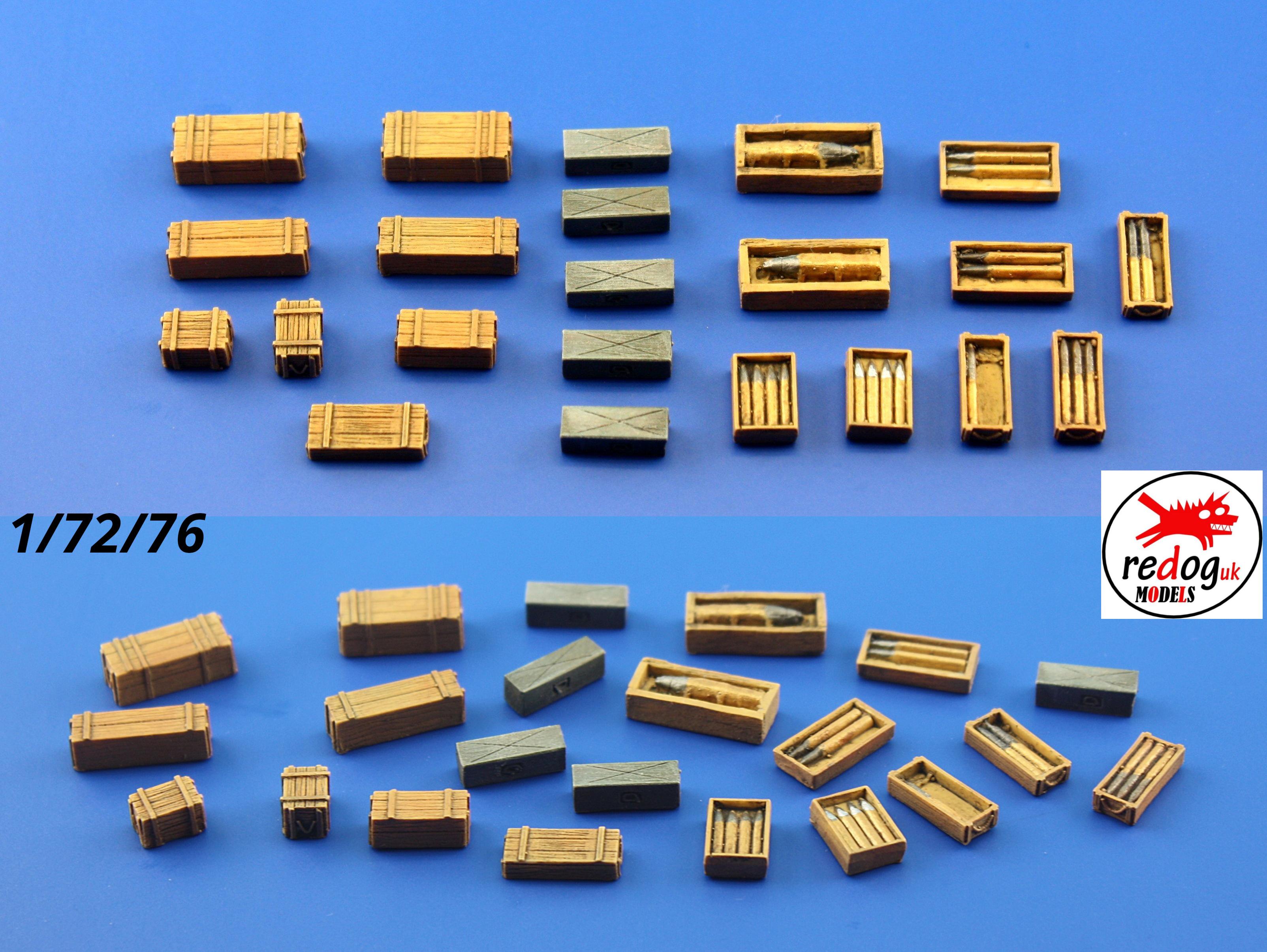 Redog 1:72 Crates and Boxes Kit Military Scale Modelling Stowage Diorama Accessories