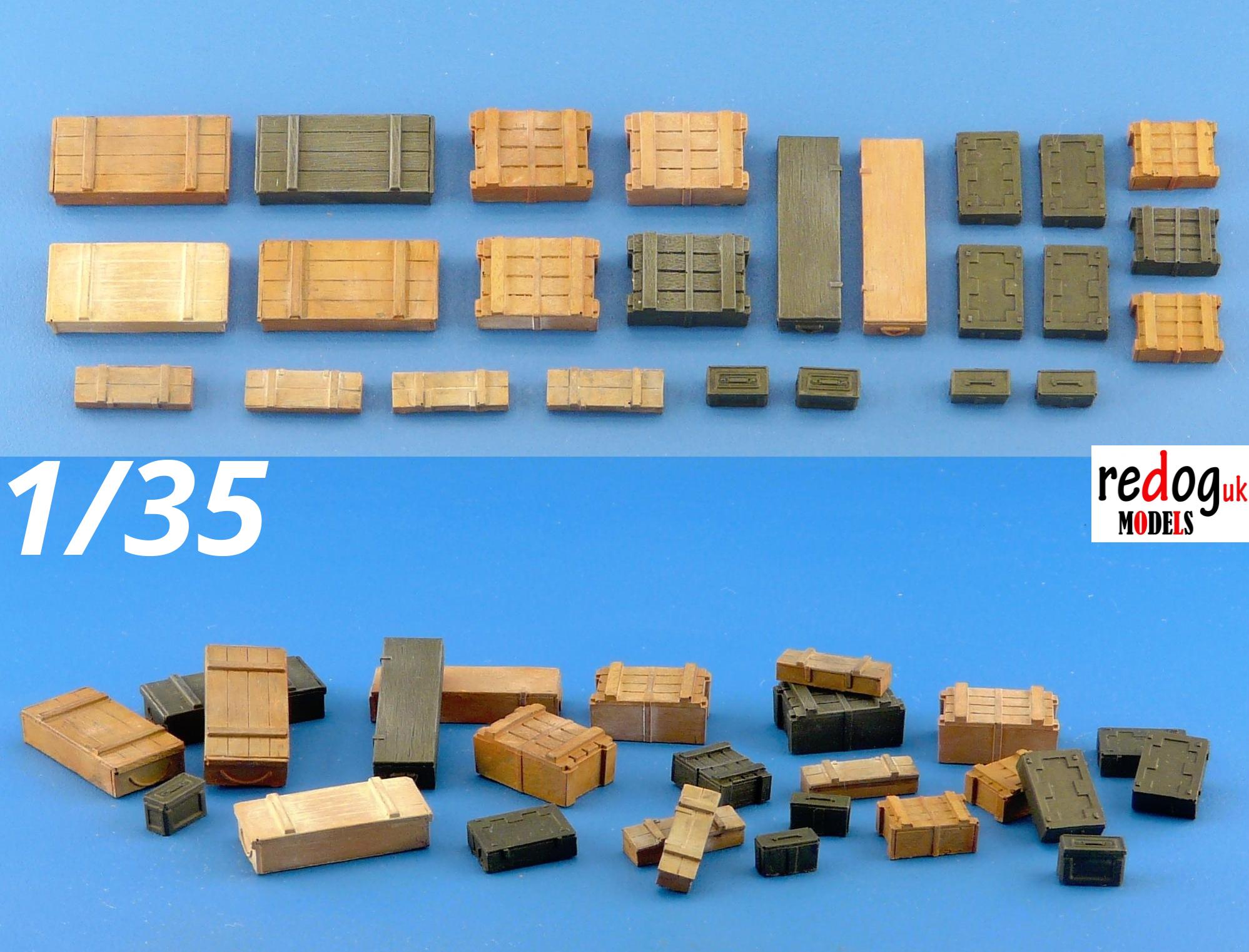 1/35 Boxes and Crates Mix - Military Scale Model Stowage Diorama Accessories Kit 2 - redoguk
