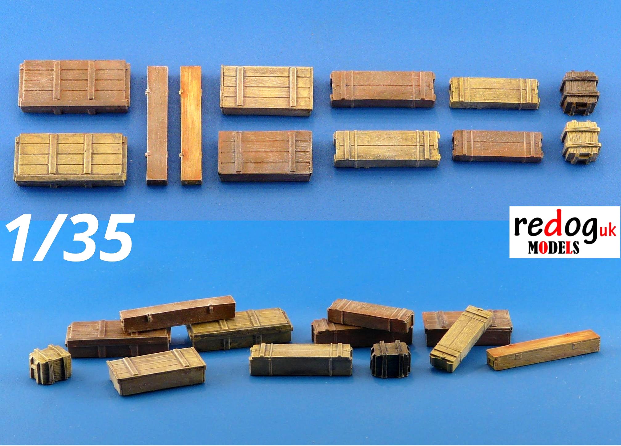 1/35 Allied and Germans Ammunition Crates Scale Modeling Military Stowage - 12 pieces B5 - redoguk
