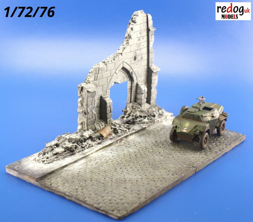 Redog 1/72/76 Ruined Church Street Scale Model Display Base/Small Diorama R3 - redoguk