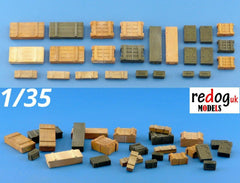 1/35 Boxes and Crates Mix -25 Pieces Military Scale Model Stowage Kit 3 - redoguk
