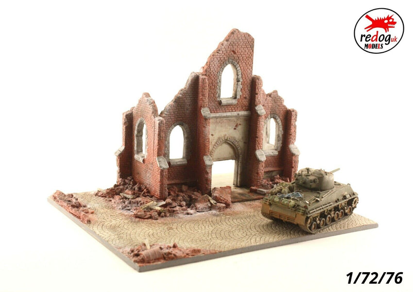 1/72 Scale Model Display Base Diorama Ruined Large Church - redoguk