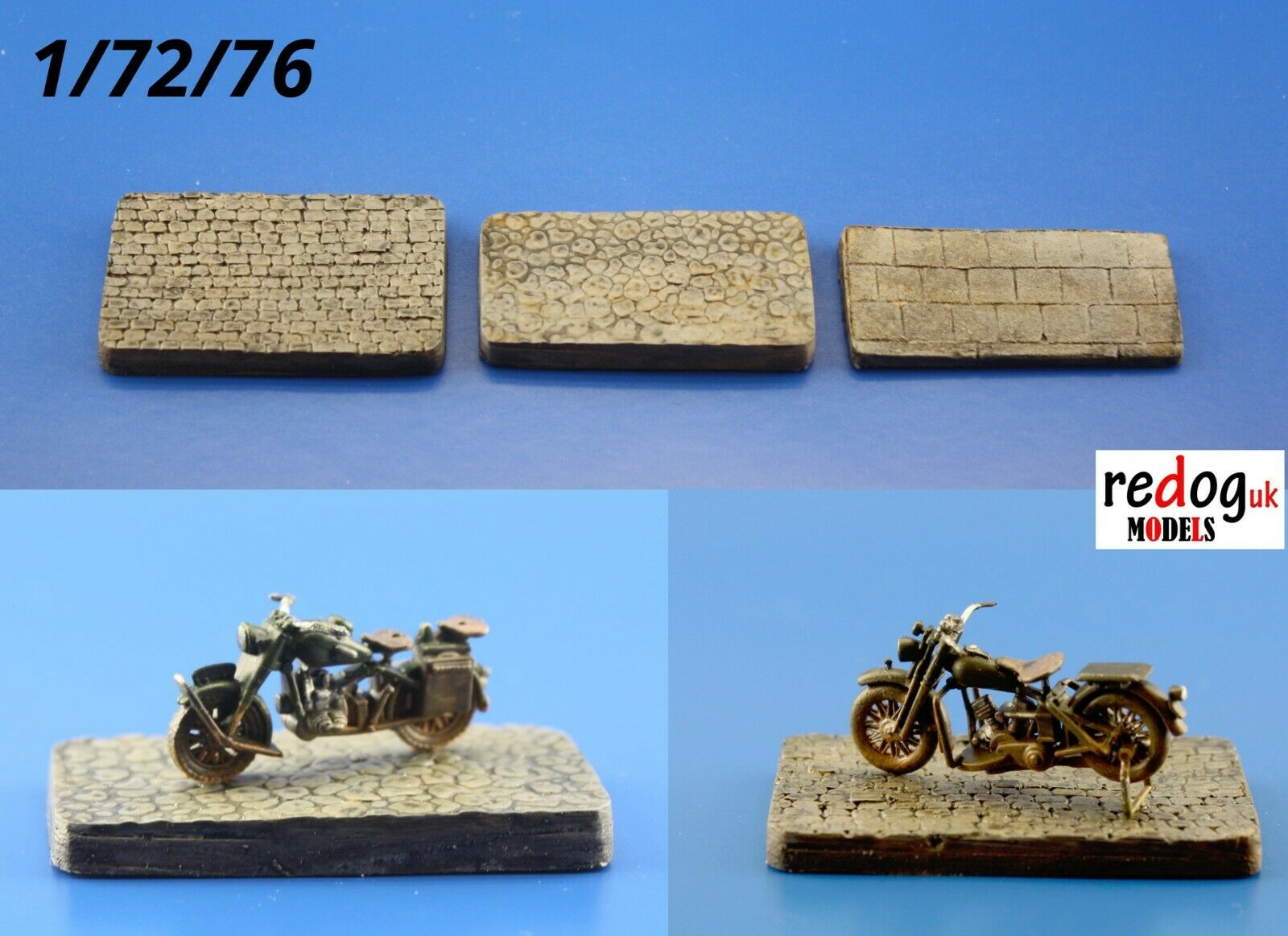 1/72  3x Small Display Bases for Military Scale Model Motorbikes - redoguk