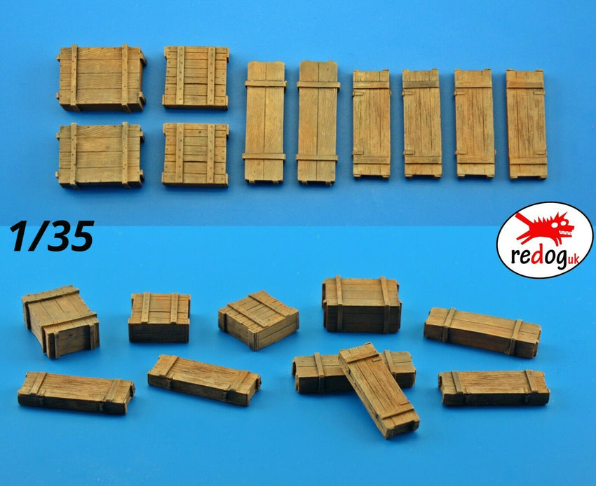 1/35 Boxes and Crates Mix - Military Scale Model Stowage Diorama Accessories Kit 7 - redoguk