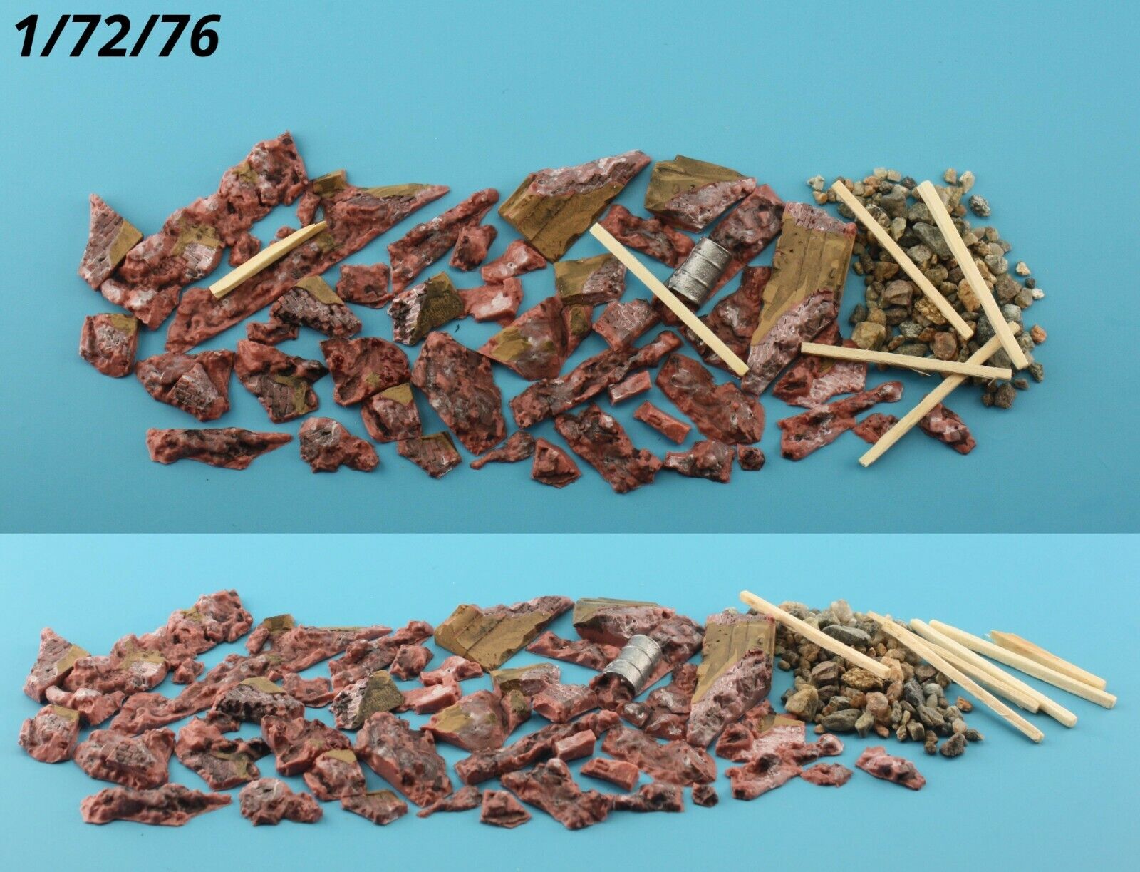 Redog 1:72/76 Big Rubble Debris Pile for Dioramas and Scale Model Bases - redoguk
