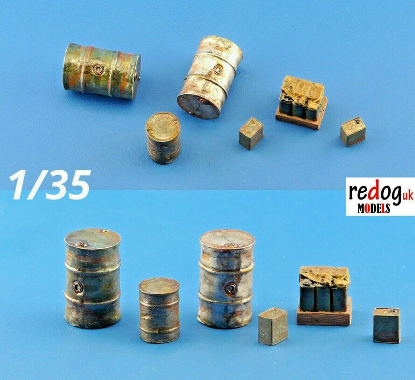 1/35 Oil and Fuel Set Military Scale Resin Modelling Stowage Accessories Kit 2 - redoguk