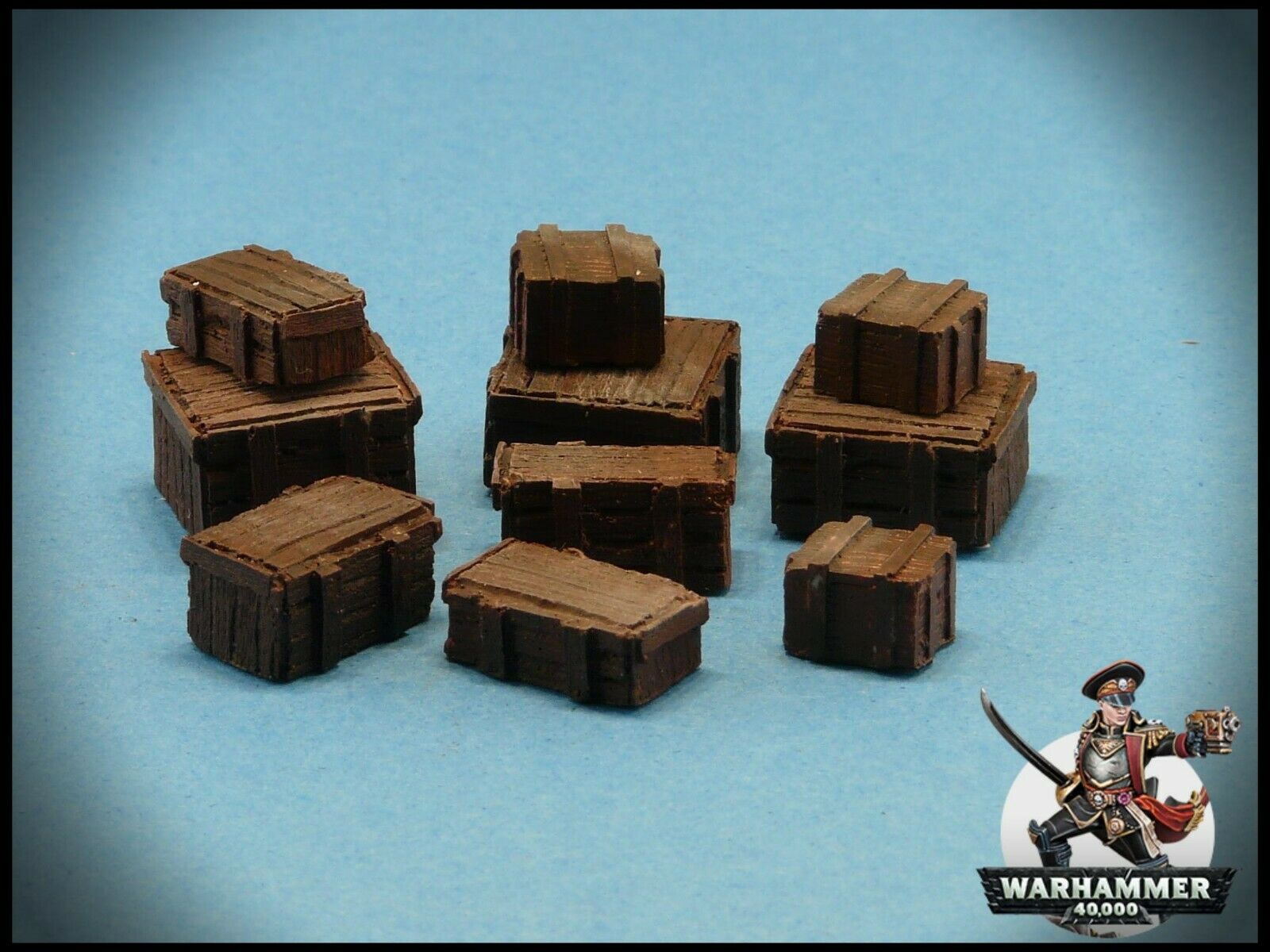 28mm  Crates Set -  Wargames Scenery  - Warhammer Wooden Boxes - 10 Pieces - - redoguk